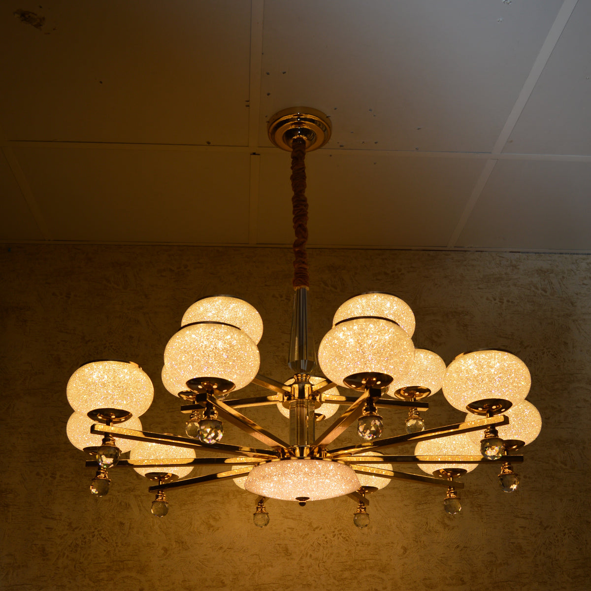 Modern Crystal LED Chandelier Ceiling Pendant – Glass Shades - Multi Variants