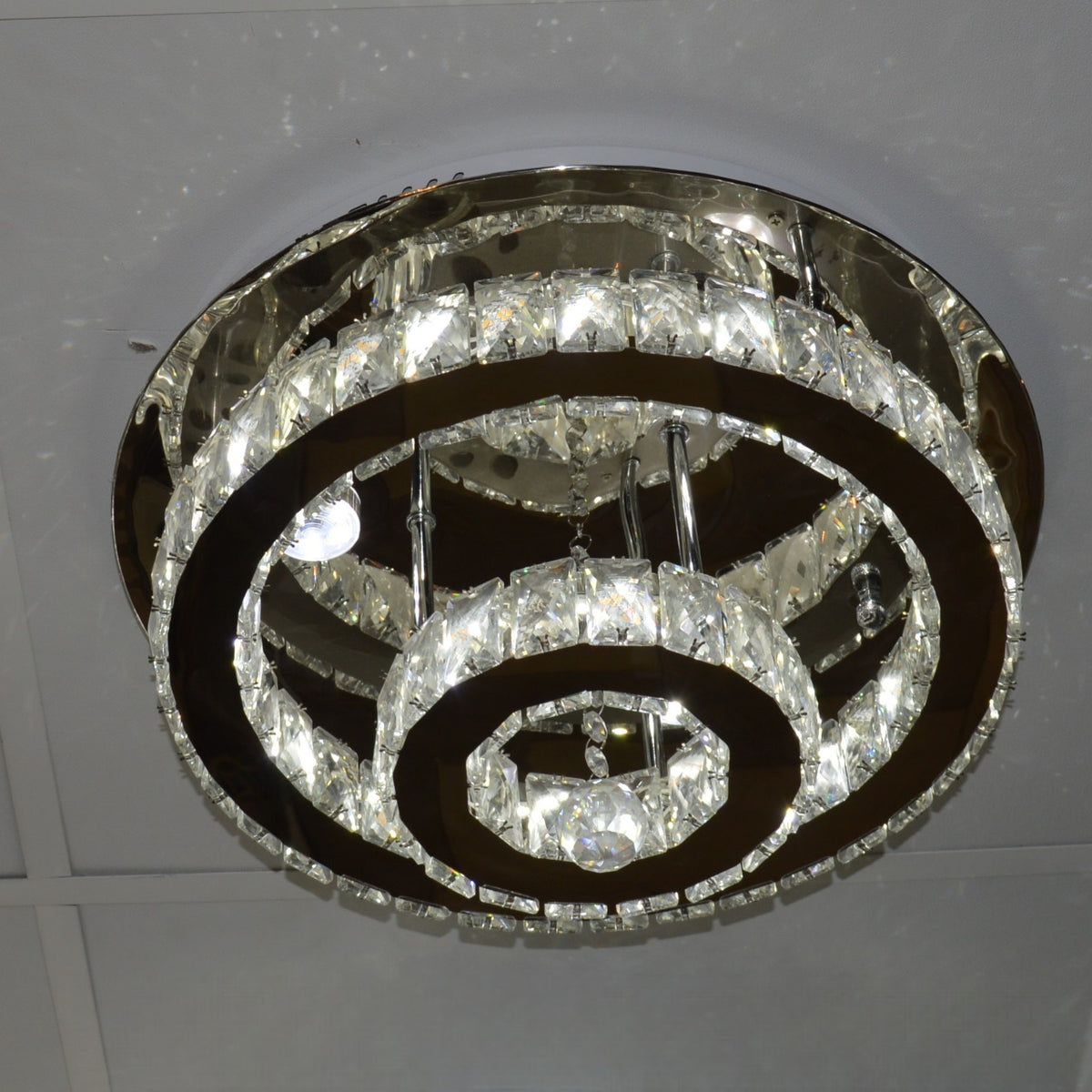 Round circular mirrored frame crystallic colour changing LED ceiling light [9010-800,650,450,350)