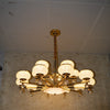 Suspended ceiling 3-shades silver / gold 6 x crystallic bowls light