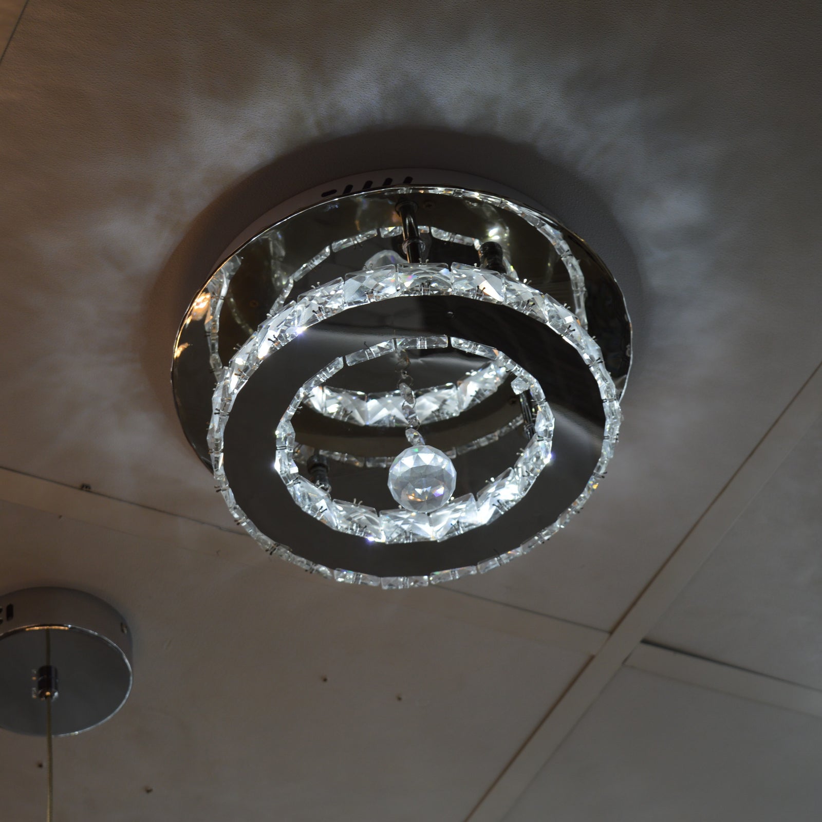 Round circular mirrored frame crystallic colour changing LED ceiling light [9010-800,650,450,350)