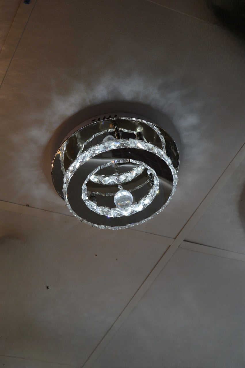 Round circular mirrored frame crystallic colour changing LED ceiling light [9010-800,650,450,350)