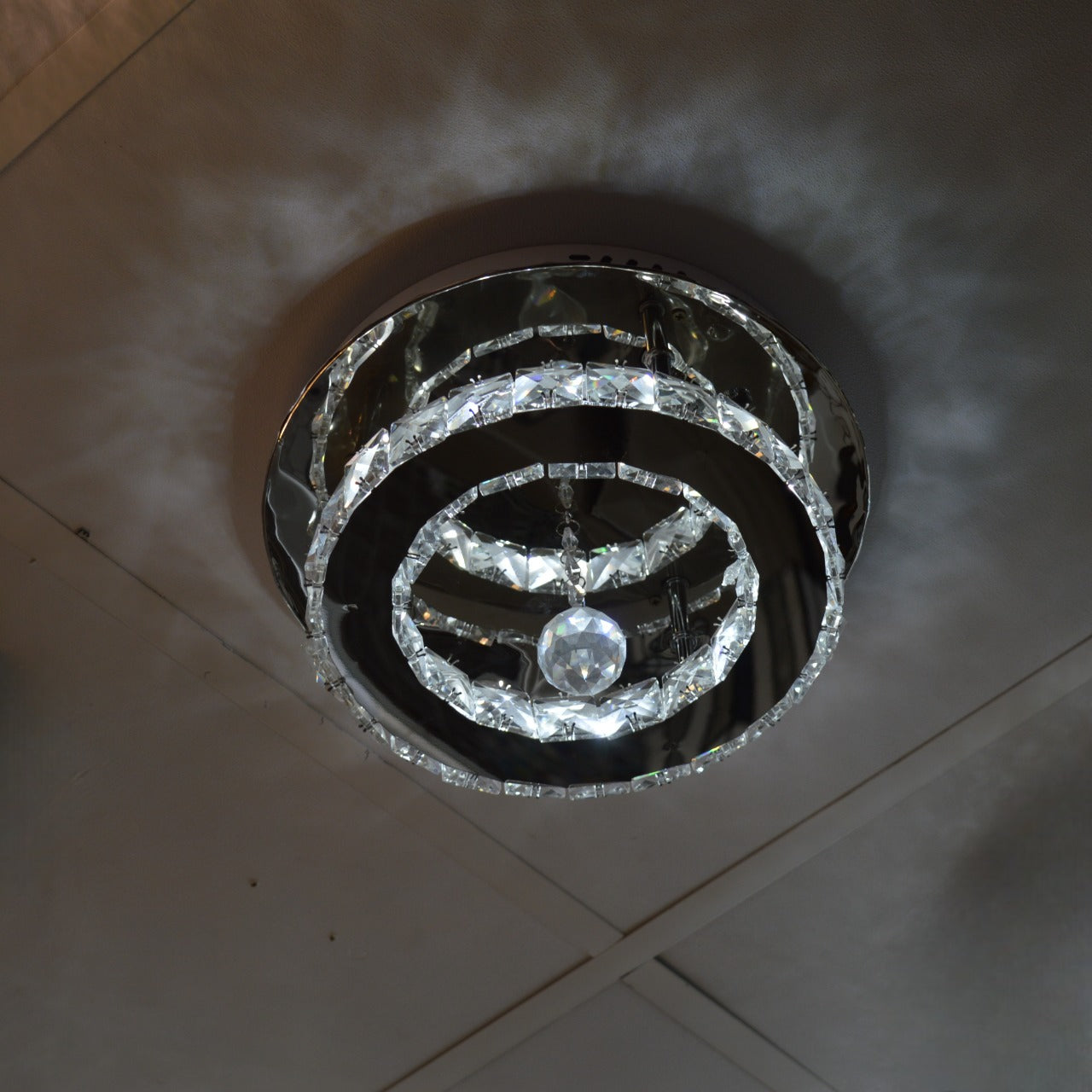 Round circular mirrored frame crystallic colour changing LED ceiling light [9010-800,650,450,350)