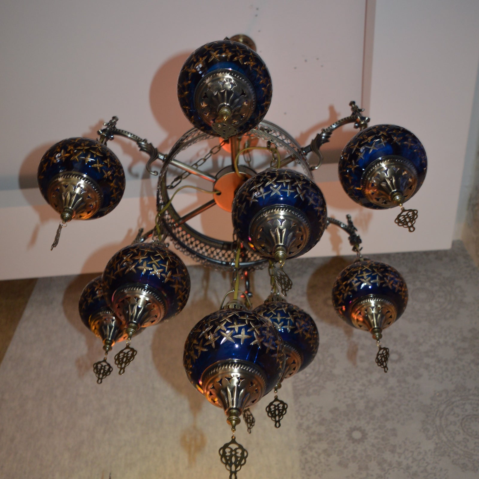 Turkish Blue 10 Globes Chandelier-adjustable Height-ZQC022/10