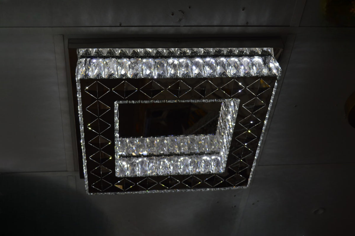 Modern Square Crystal LED Ceiling Light Flush Mount Luxury Chandelier