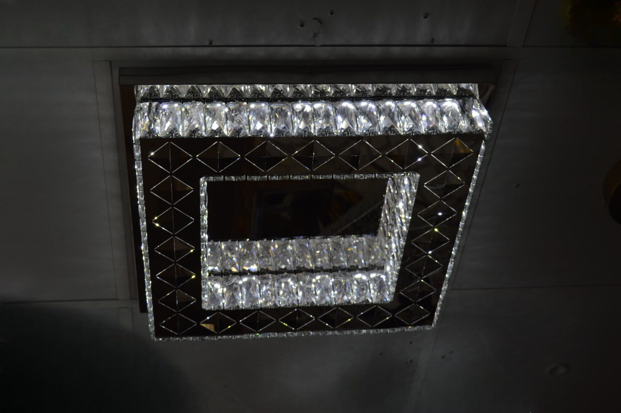 Modern Square Crystal LED Ceiling Light Flush Mount Luxury Chandelier