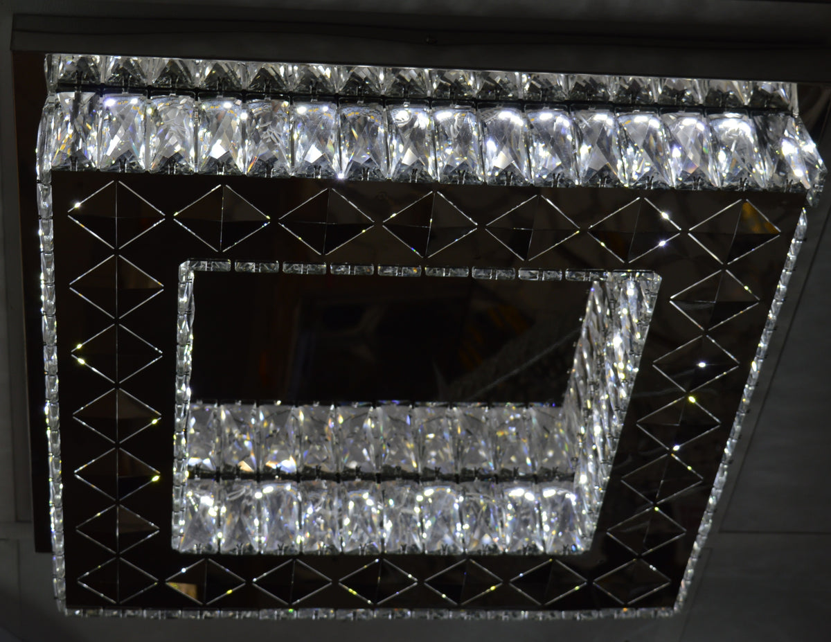 Modern Square Crystal LED Ceiling Light Flush Mount Luxury Chandelier