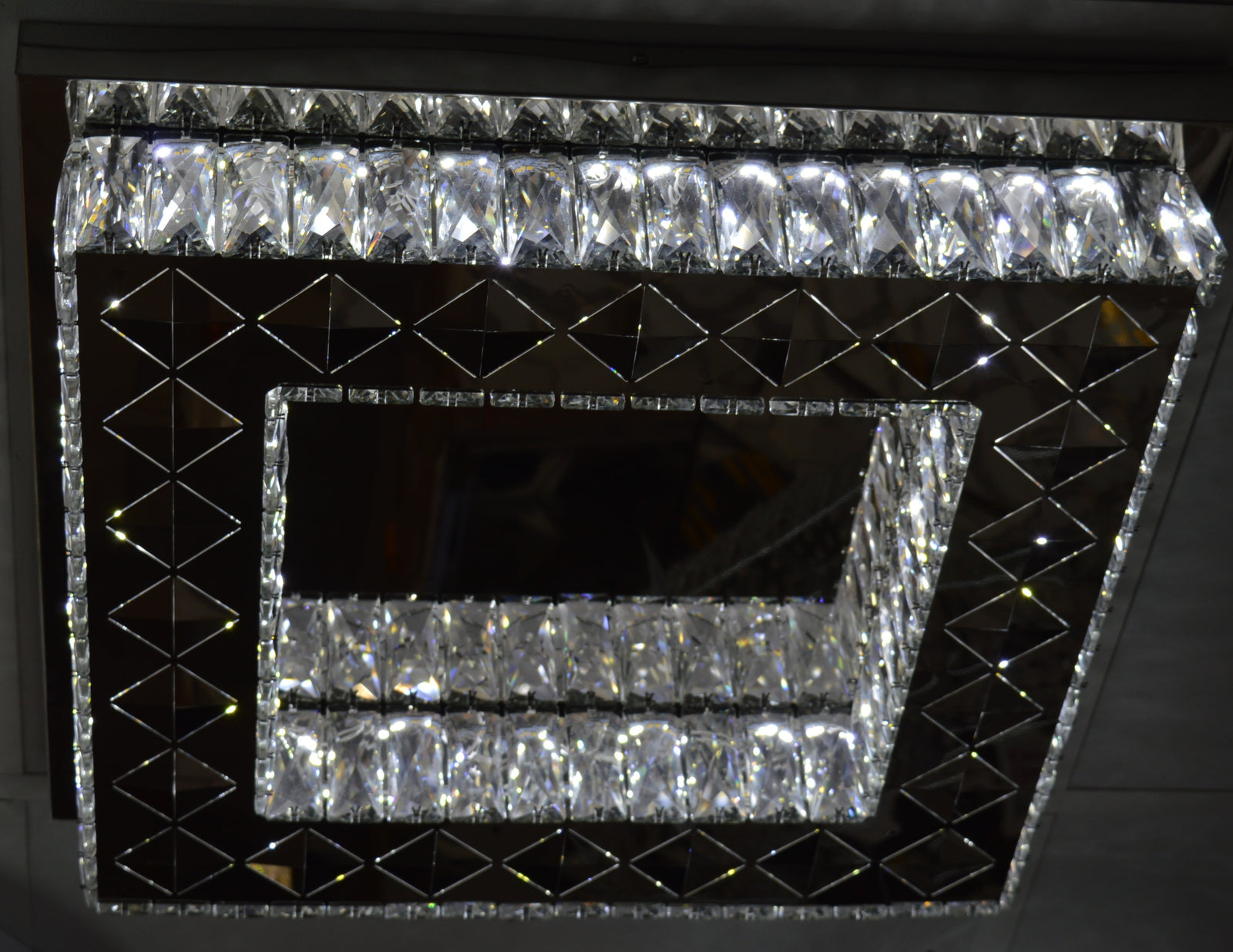 Modern Square Crystal LED Ceiling Light Flush Mount Luxury Chandelier