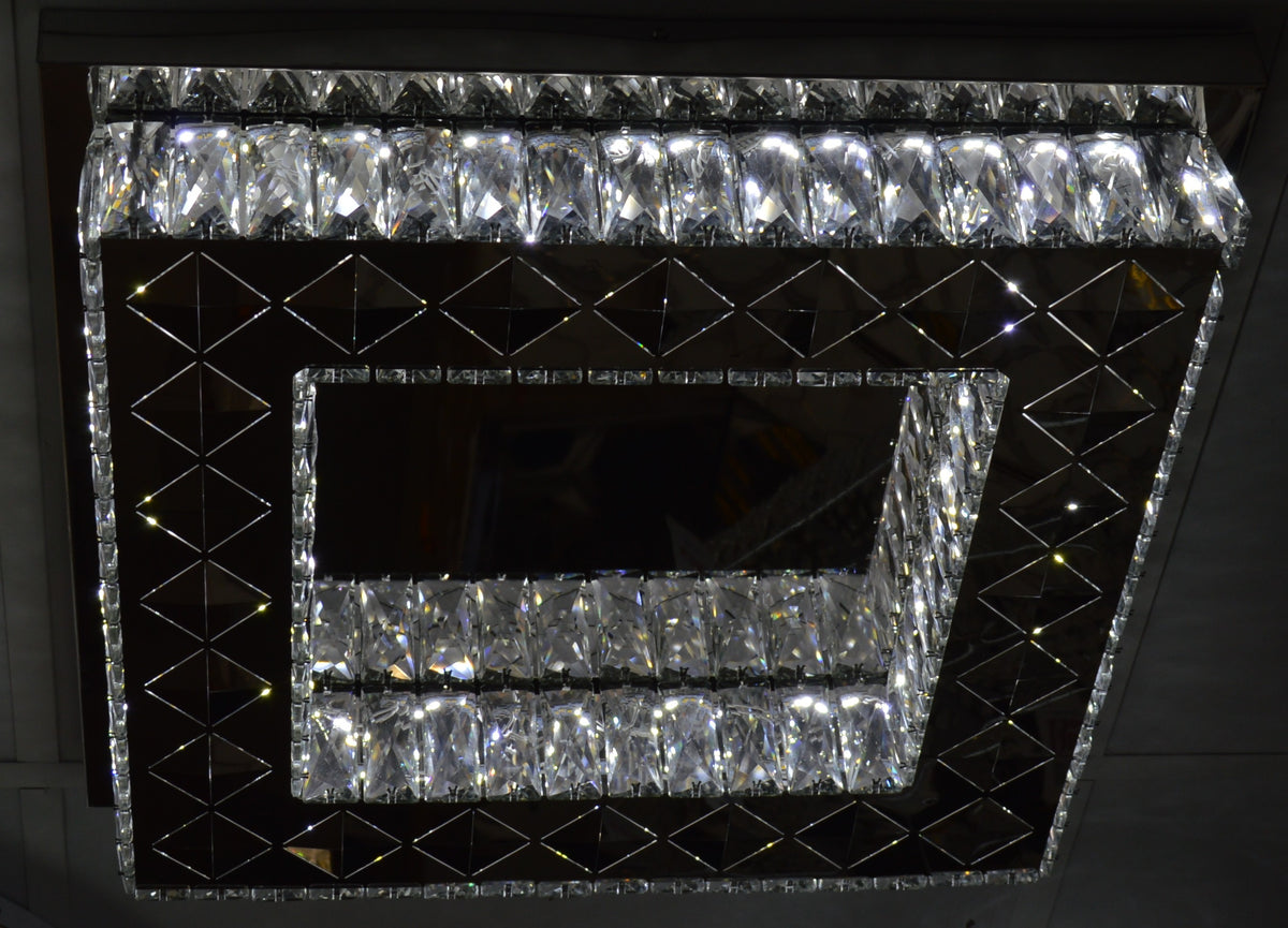 Modern Square Crystal LED Ceiling Light Flush Mount Luxury Chandelier