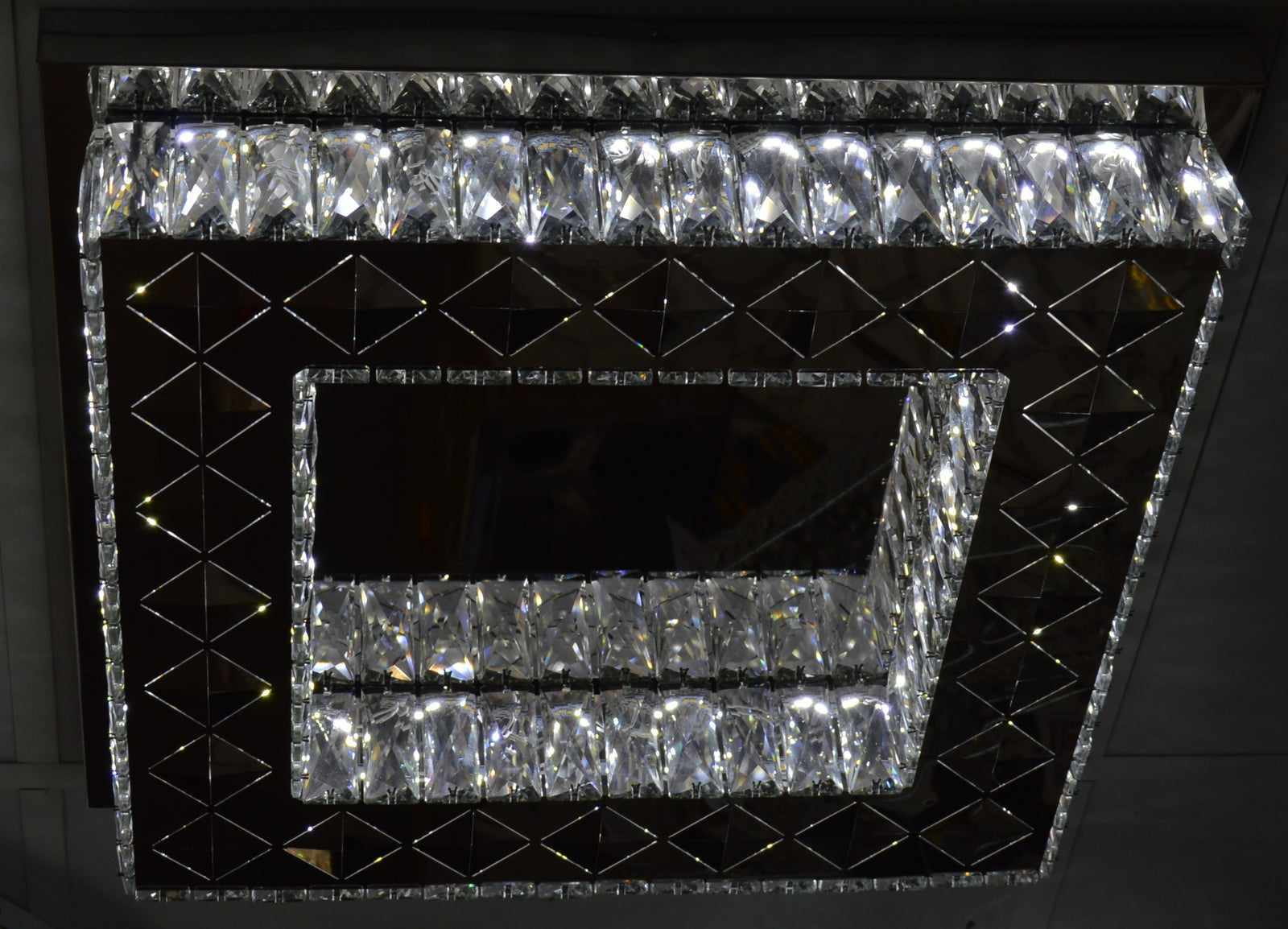 Modern Square Crystal LED Ceiling Light Flush Mount Luxury Chandelier