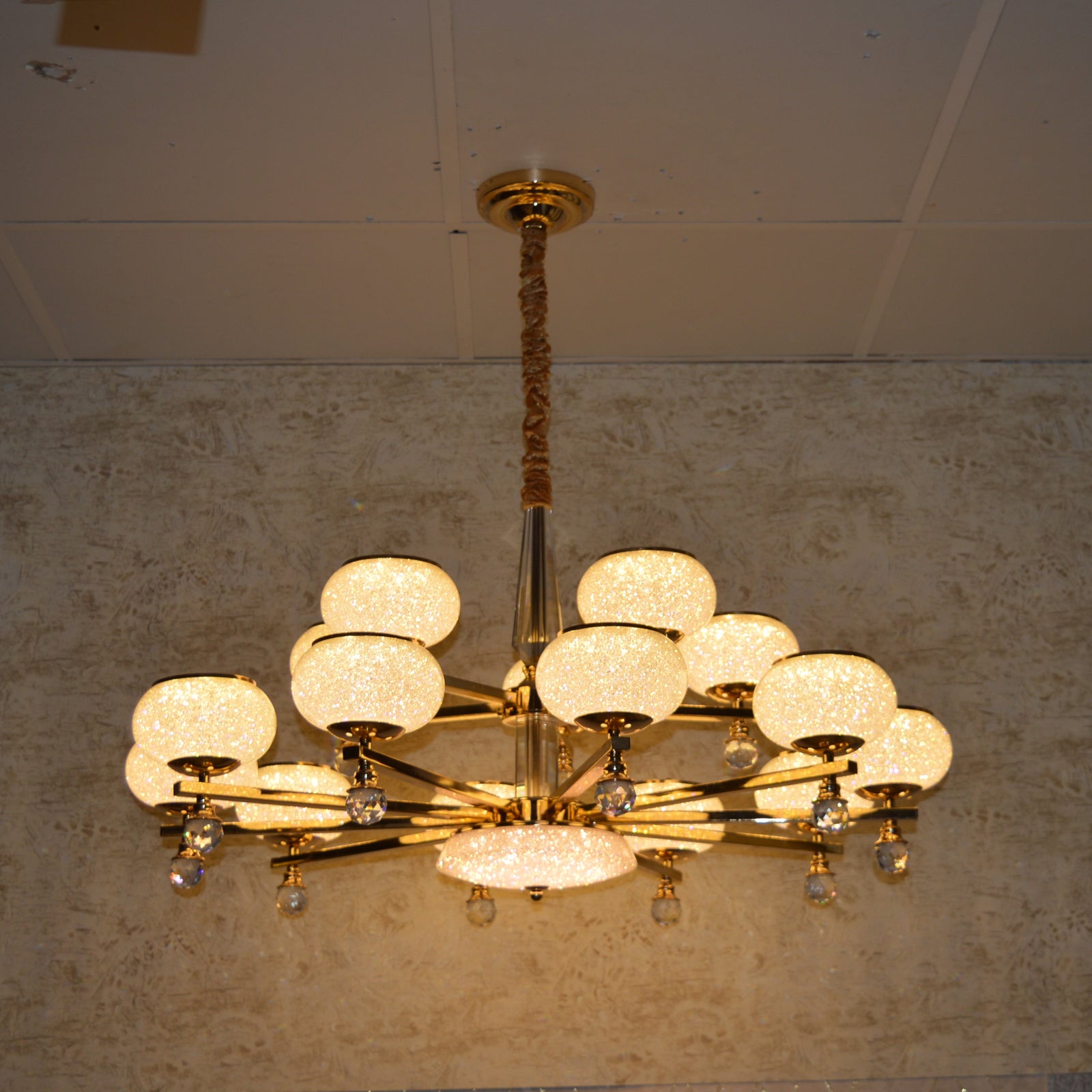 Modern Crystal LED Chandelier Ceiling Pendant – Glass Shades - Multi Variants