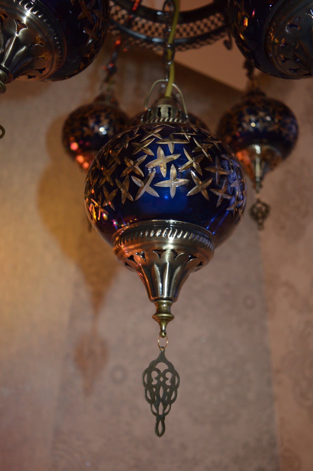 Luxury Turkish Mosaic Chandelier – Antique Brass Hanging Ceiling