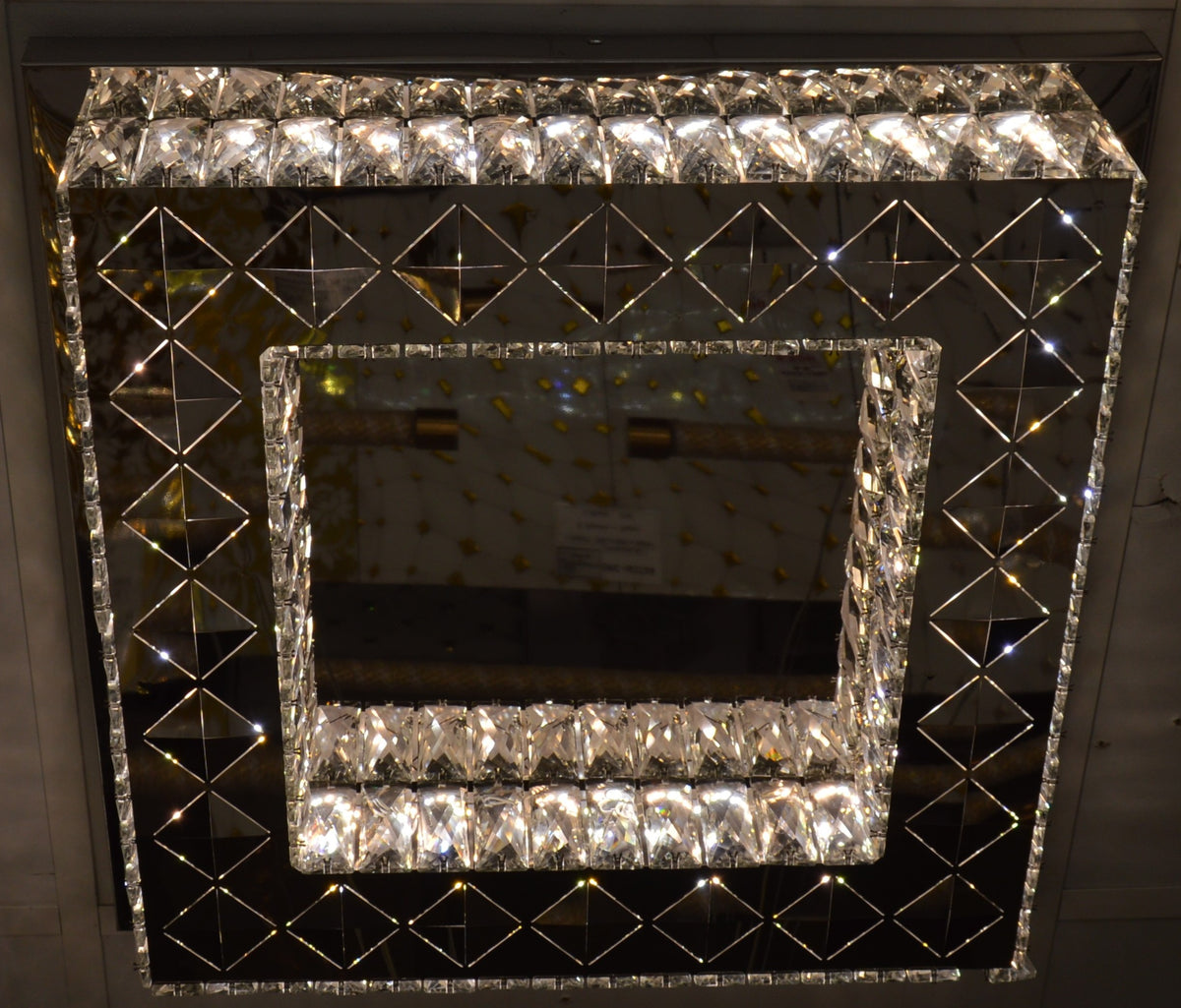 Modern Square Crystal LED Ceiling Light Flush Mount Luxury Chandelier