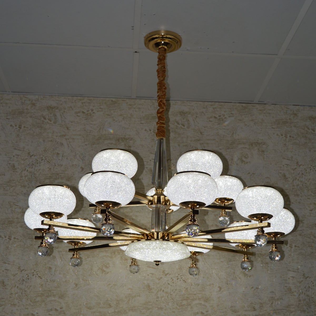 Crystal Glob Chandelier Pendant Ceiling Light with Colour Changing feature-2113