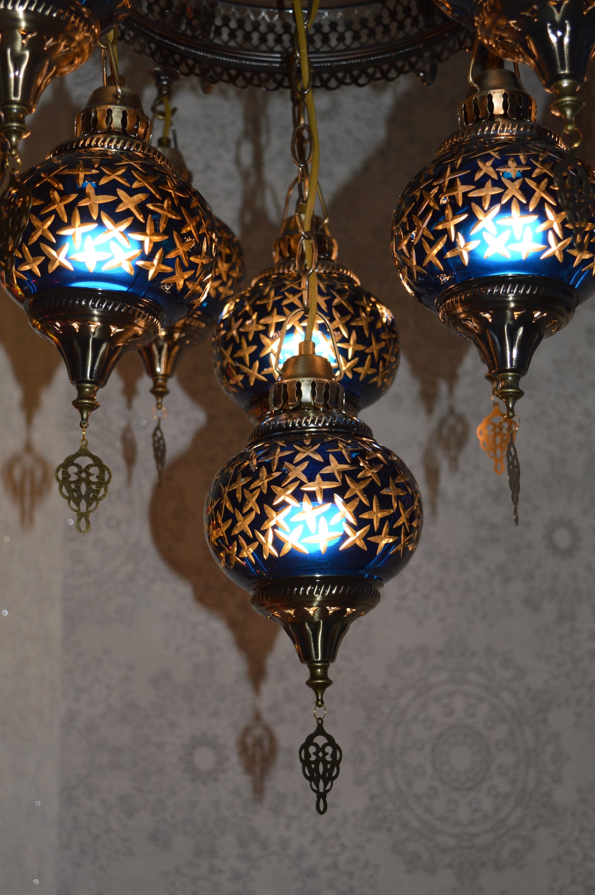 Turkish Blue 10 Globes Chandelier-adjustable Height-ZQC022/10