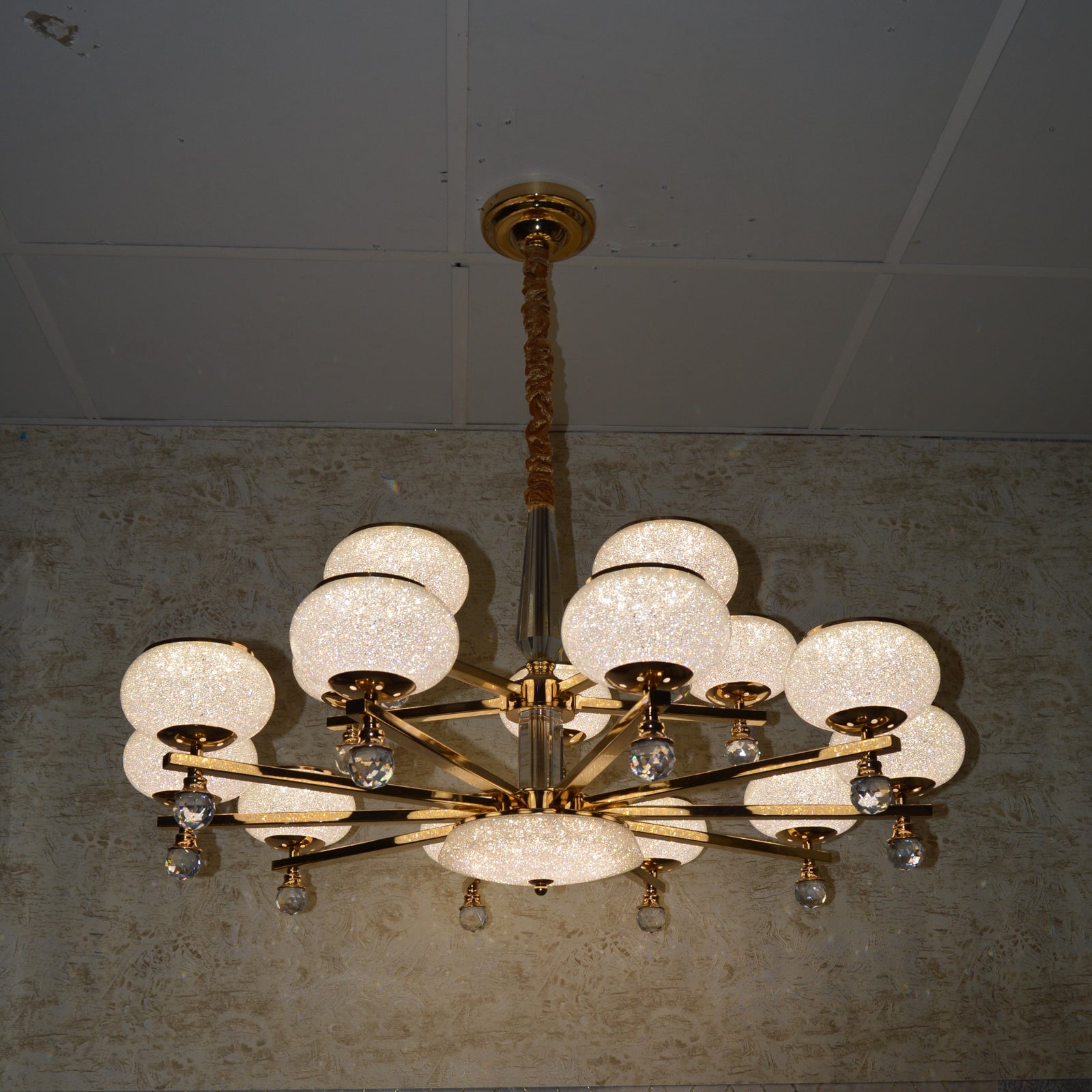 Crystal Glob Chandelier Pendant Ceiling Light with Colour Changing feature-2113