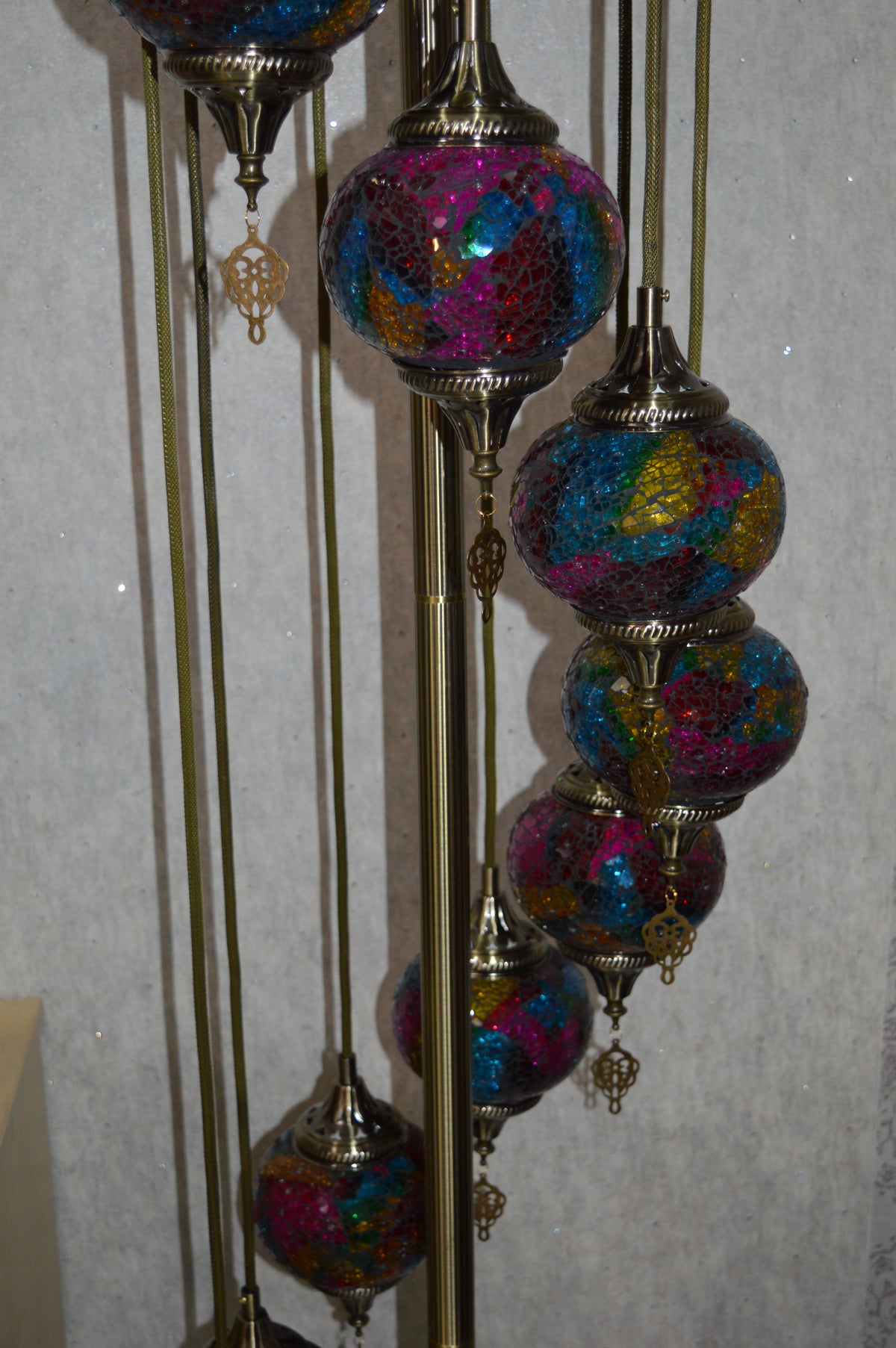 Luxury Turkish Mosaic Floor Lamp with Multi-Colour Glass Shades