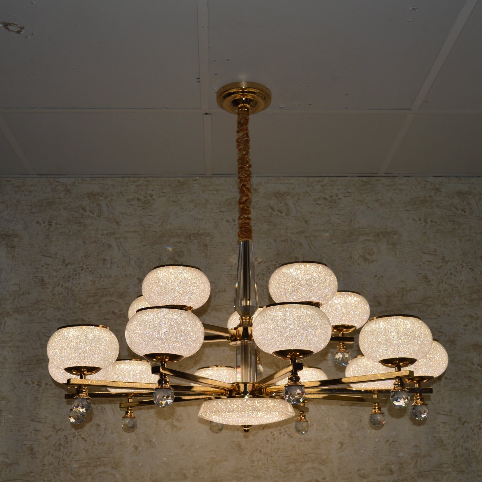 Modern Crystal LED Chandelier Ceiling Pendant – Glass Shades - Multi Variants