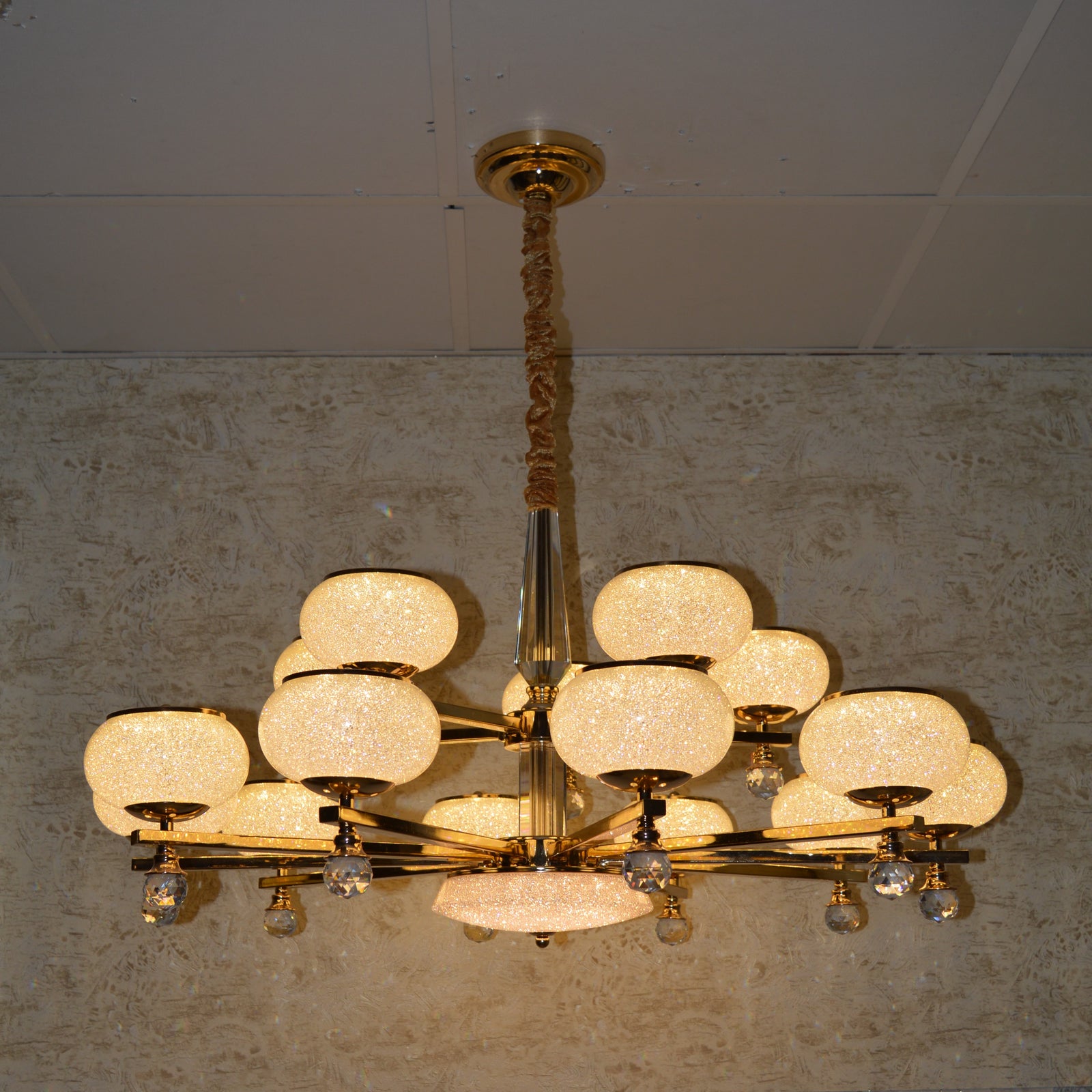 Crystal Glob Chandelier Pendant Ceiling Light with Colour Changing feature-2113