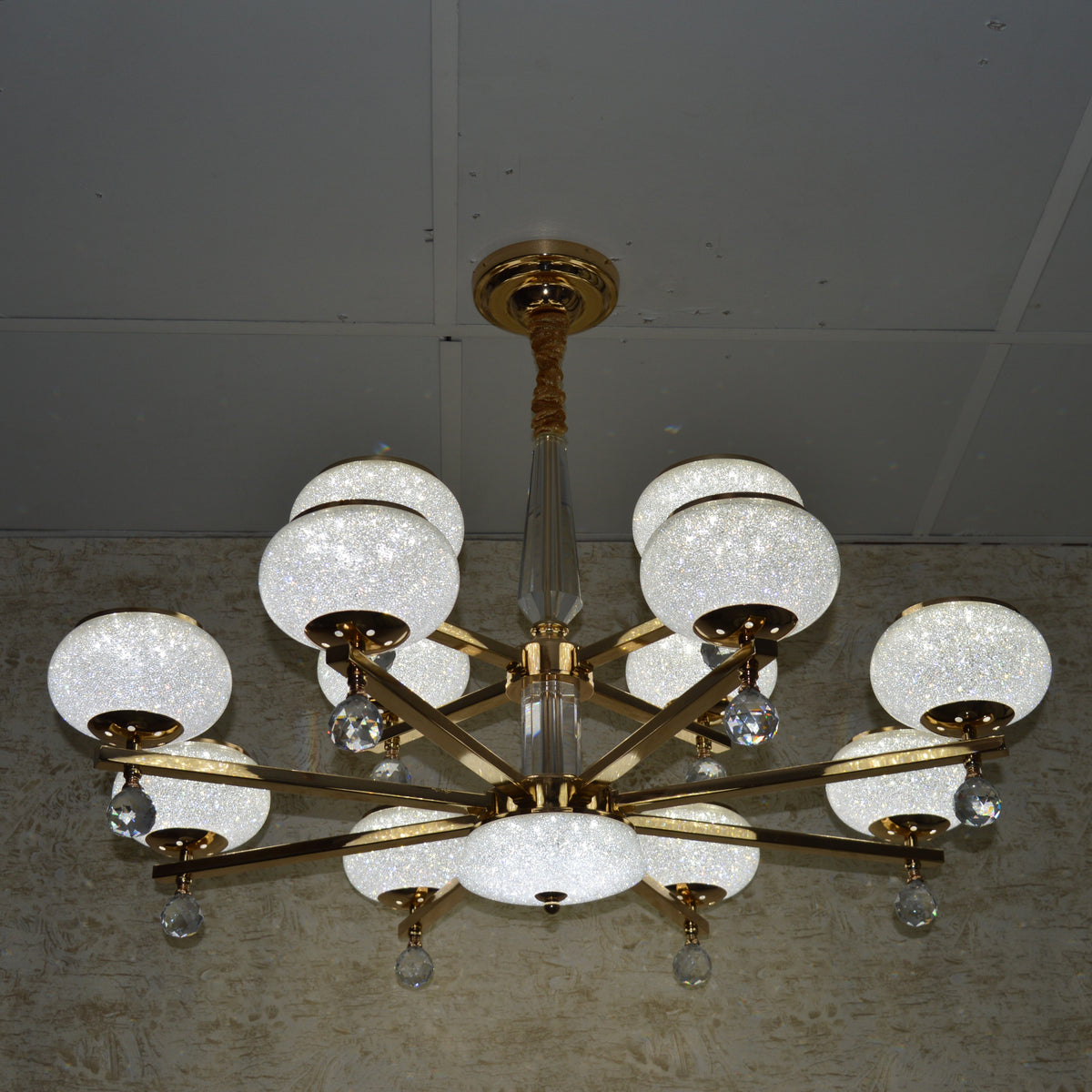 Crystal Glob Chandelier Pendant Ceiling Light with Colour Changing feature-2113