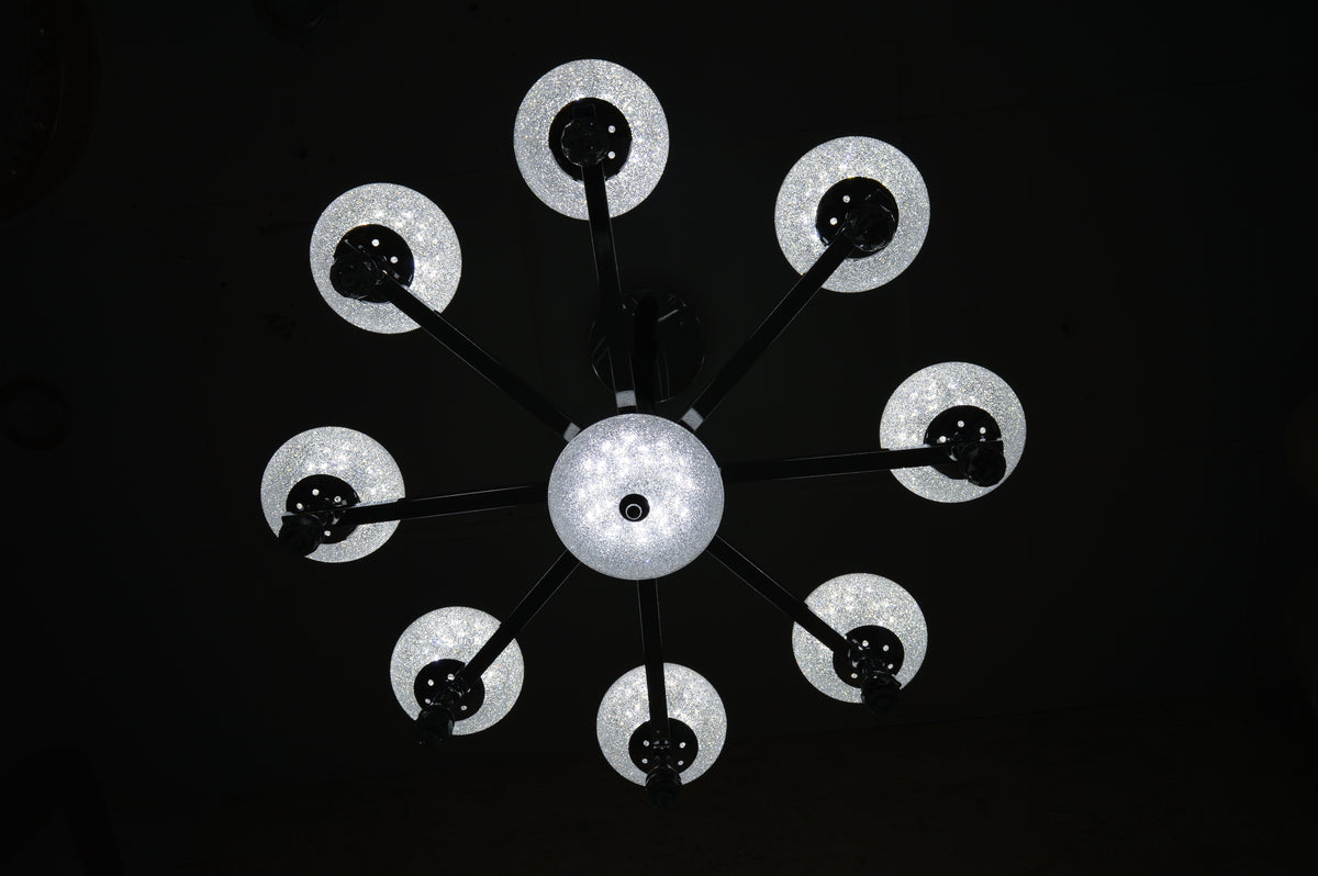 Suspended ceiling 3-shades silver / gold 6 x crystallic bowls light