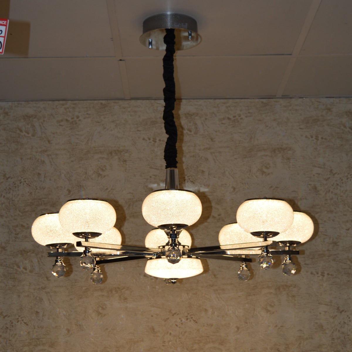Suspended ceiling 3-shades silver / gold 6 x crystallic bowls light
