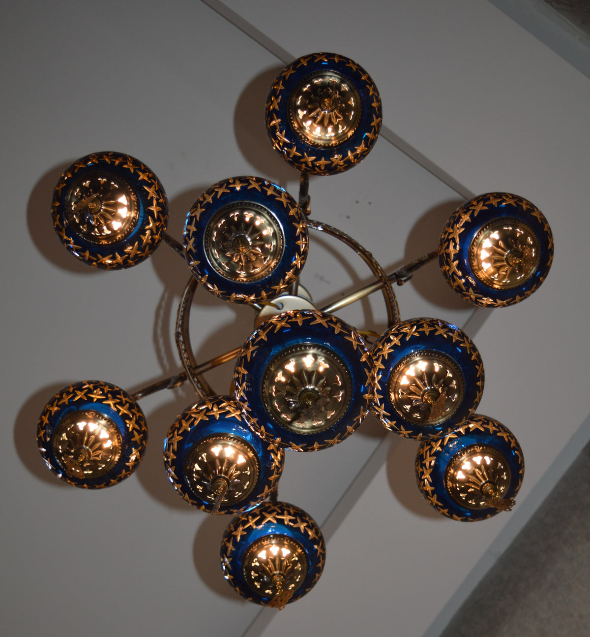 Turkish Blue 10 Globes Chandelier-adjustable Height-ZQC022/10