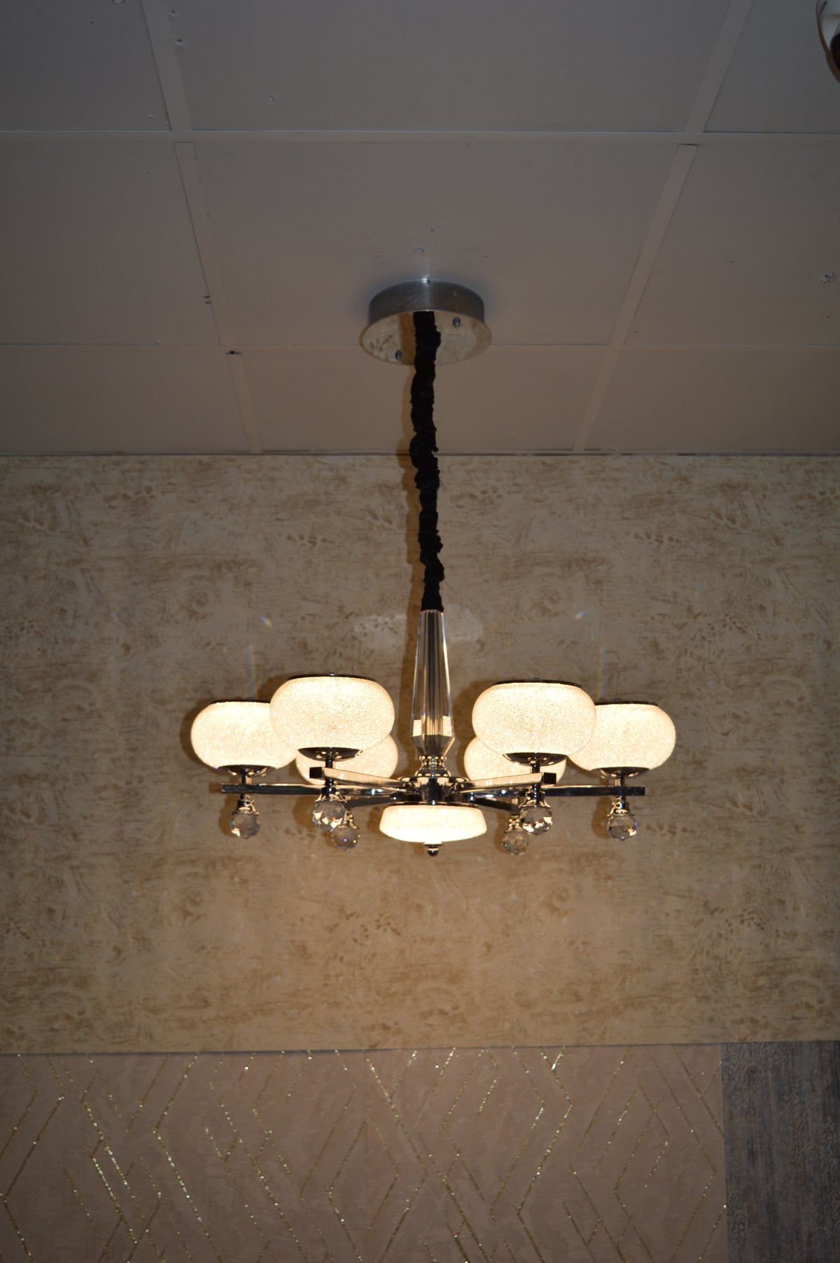 Crystal Glob Chandelier Pendant Ceiling Light with Colour Changing feature-2113