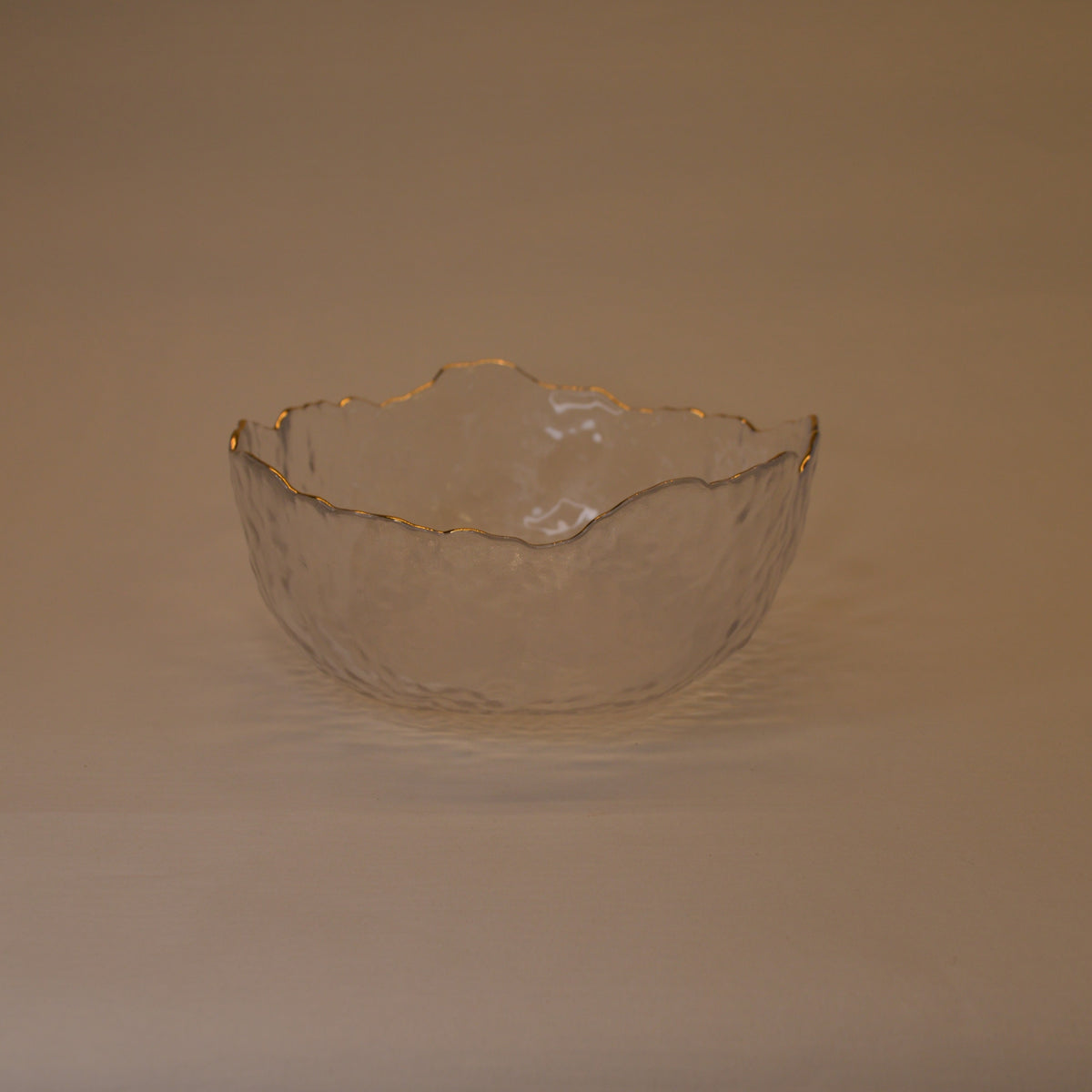Wavy Bowls with gold edge in two different sizes with matching set of 6pcs glasses