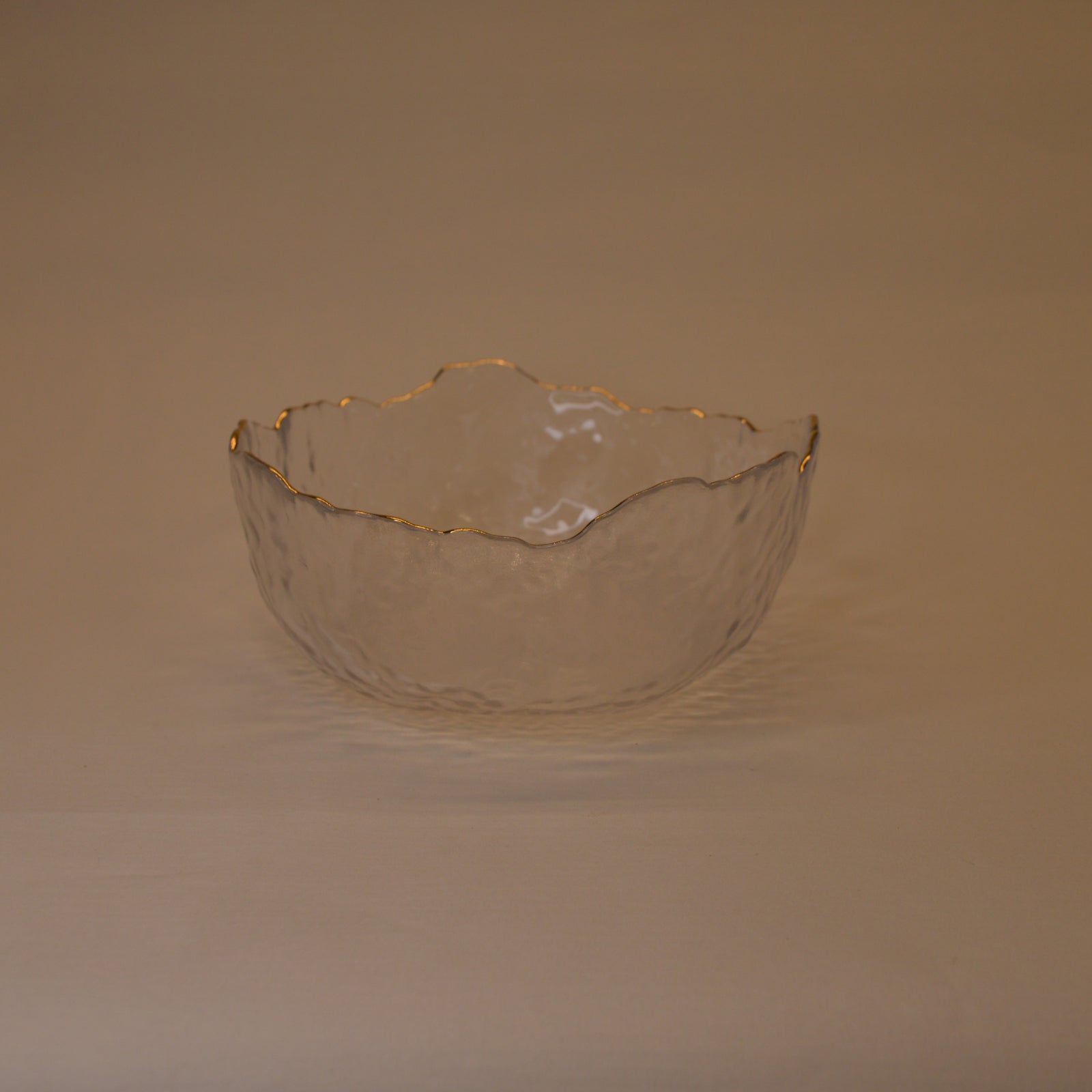 Wavy Bowls with gold edge in two different sizes with matching set of 6pcs glasses