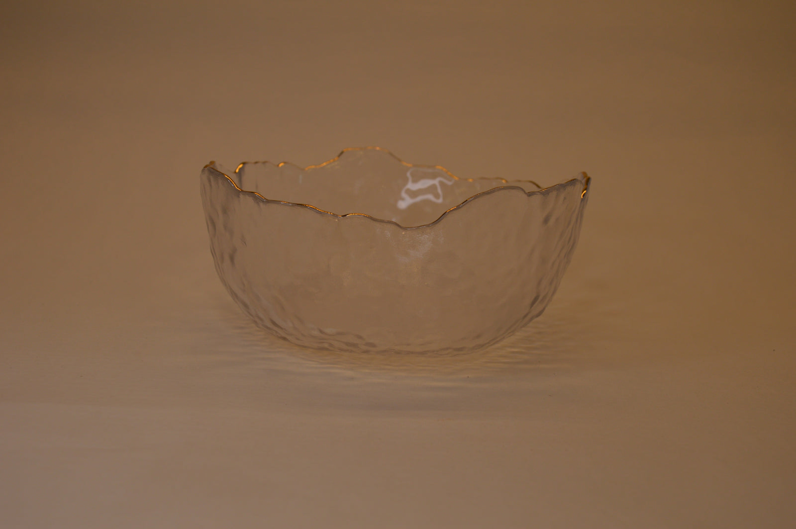 Wavy Bowls with gold edge in two different sizes with matching set of 6pcs glasses