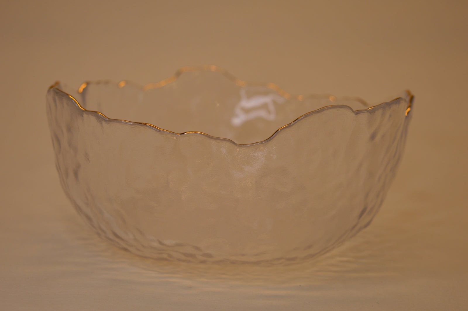 Wavy Bowls with gold edge in two different sizes with matching set of 6pcs glasses