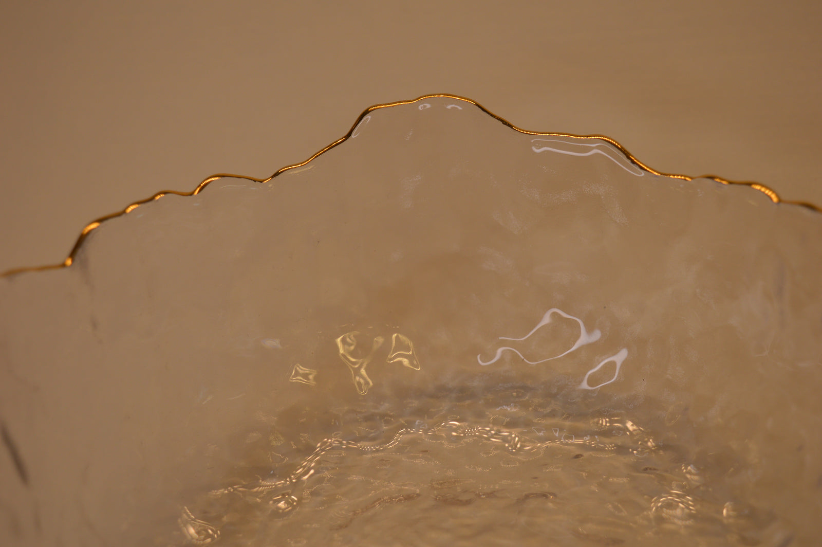 Wavy Bowls with gold edge in two different sizes with matching set of 6pcs glasses