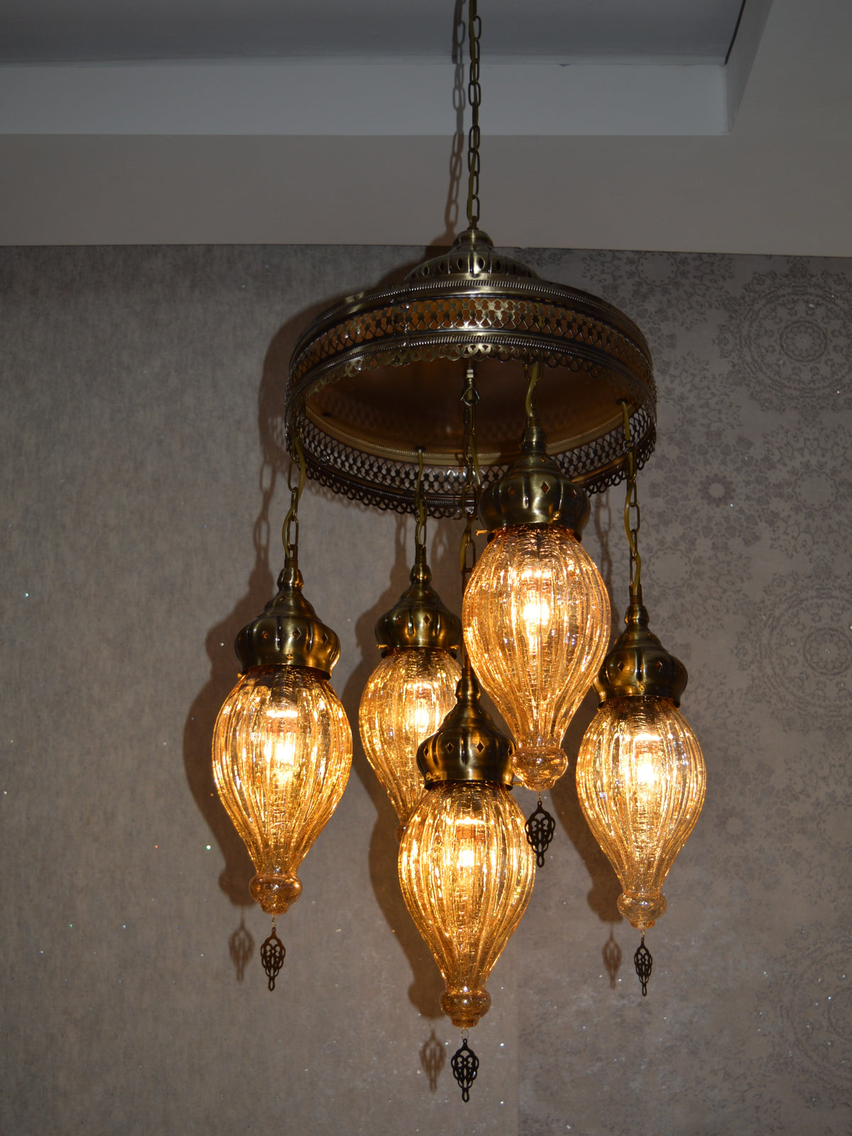 Turkish Gold Tinted Shades Modern Pendant Ceiling Lights – ZQC048/5