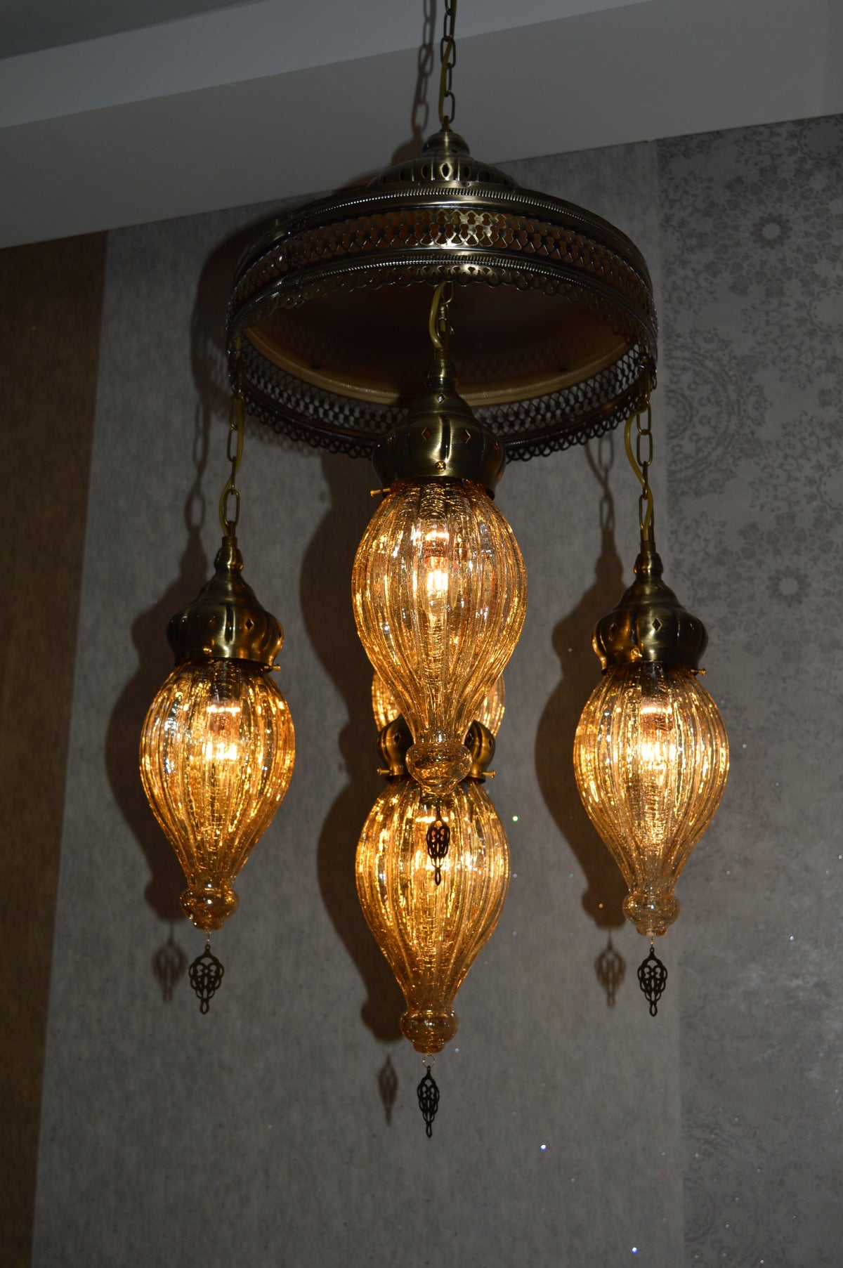Turkish Gold Tinted Shades Modern Pendant Ceiling Lights – ZQC048/5
