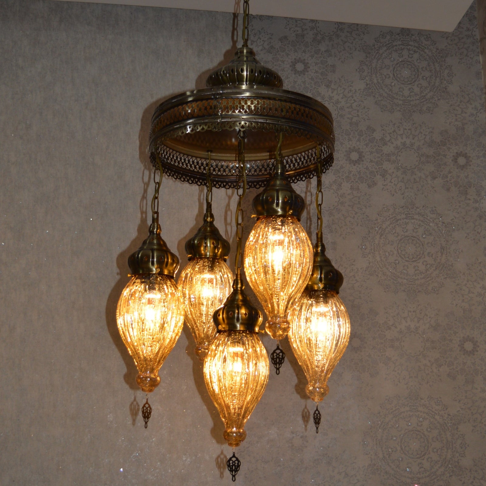 Turkish Gold Tinted Shades Modern Pendant Ceiling Lights – ZQC048/5