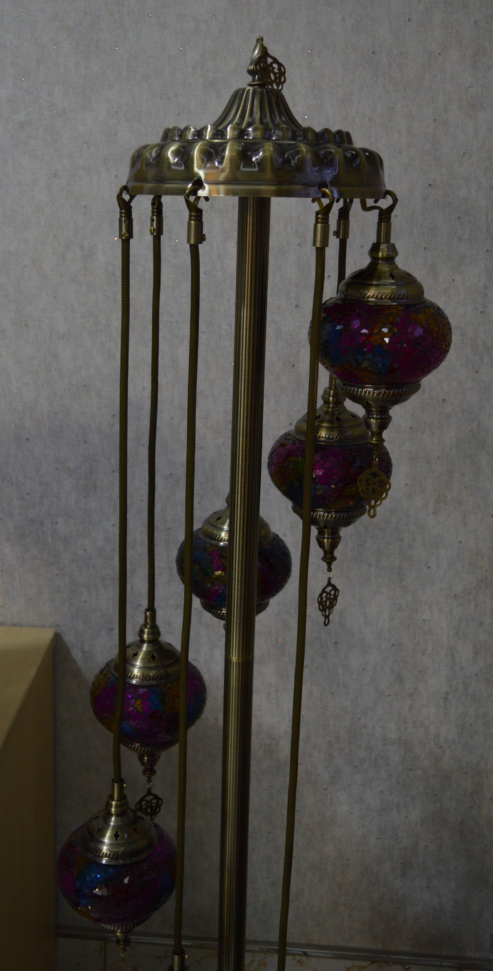 Luxury Turkish Mosaic Floor Lamp with Multi-Colour Glass Shades