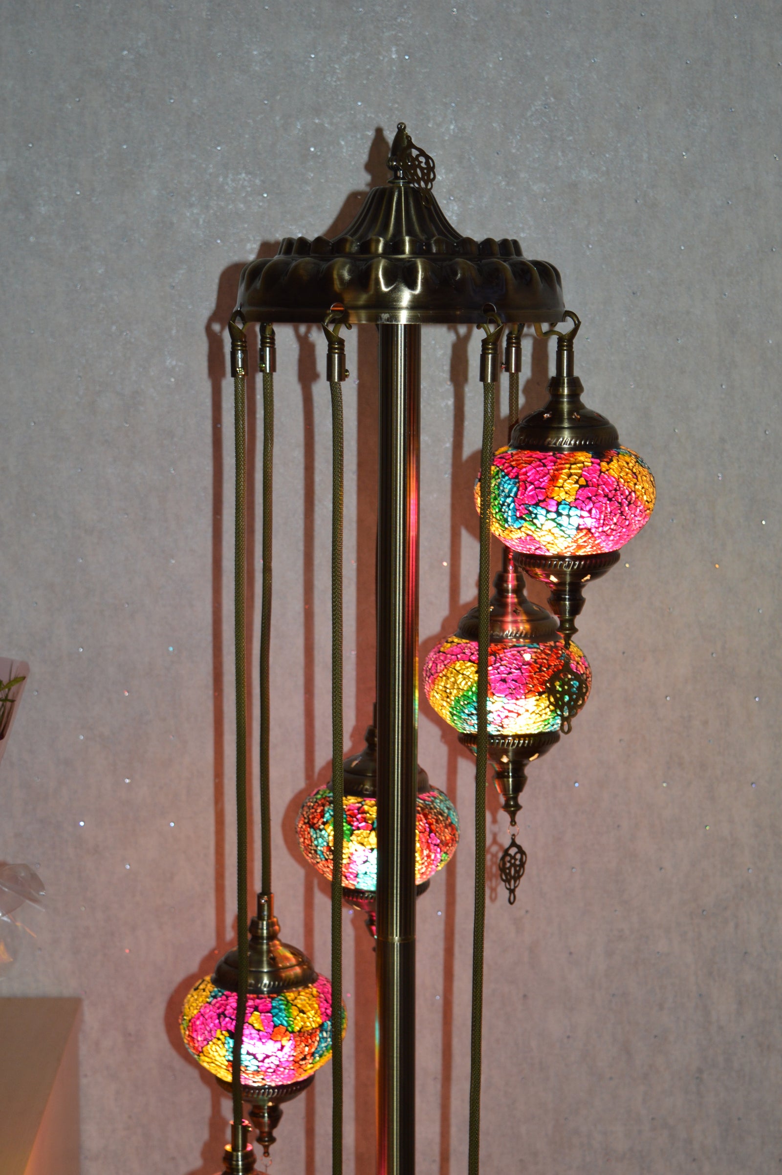 Luxury Turkish Mosaic Floor Lamp with Multi-Colour Glass Shades