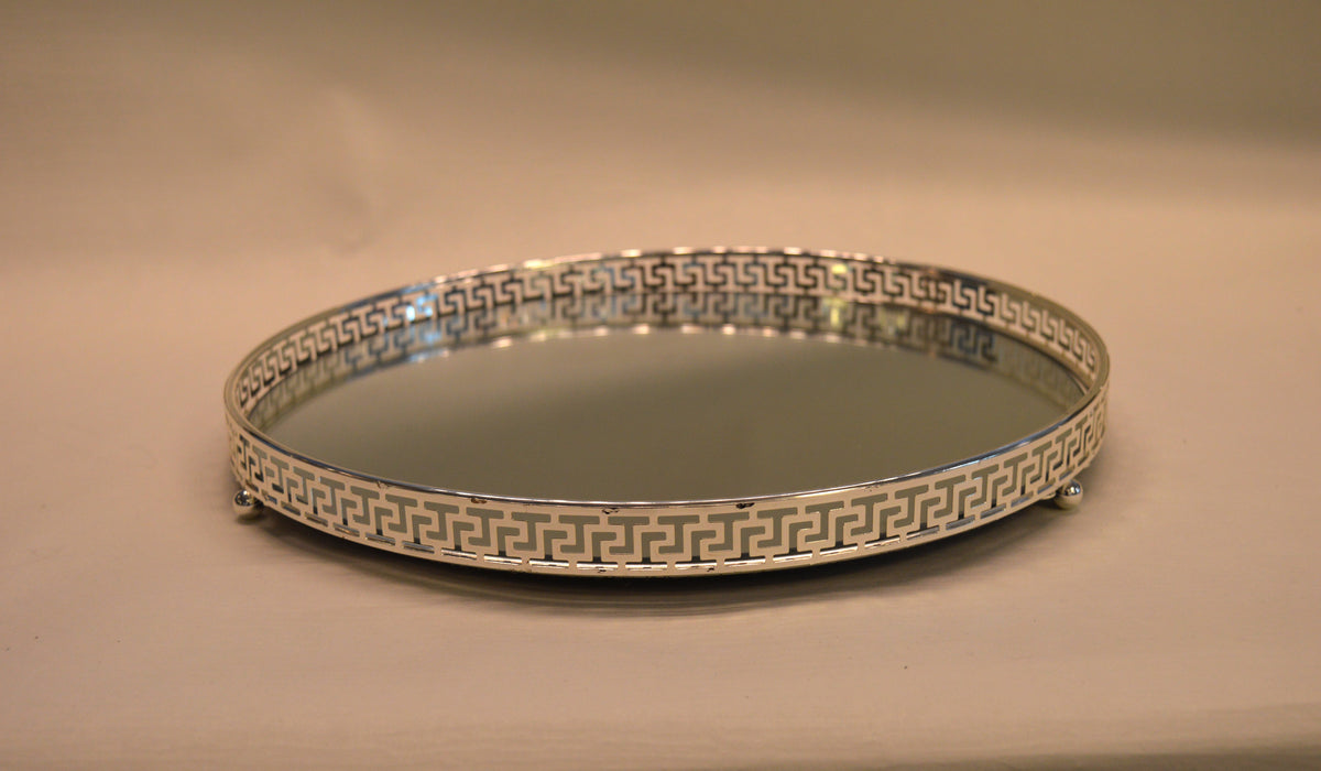 Set of 3pcs Silver Serving Tray/platter Mirrored Modern Design Round shape