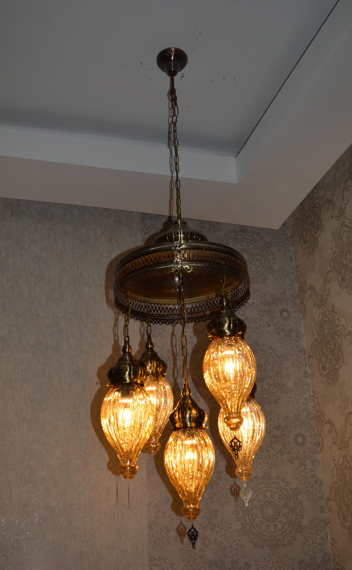 Turkish Gold Tinted Shades Modern Pendant Ceiling Lights – ZQC048/5