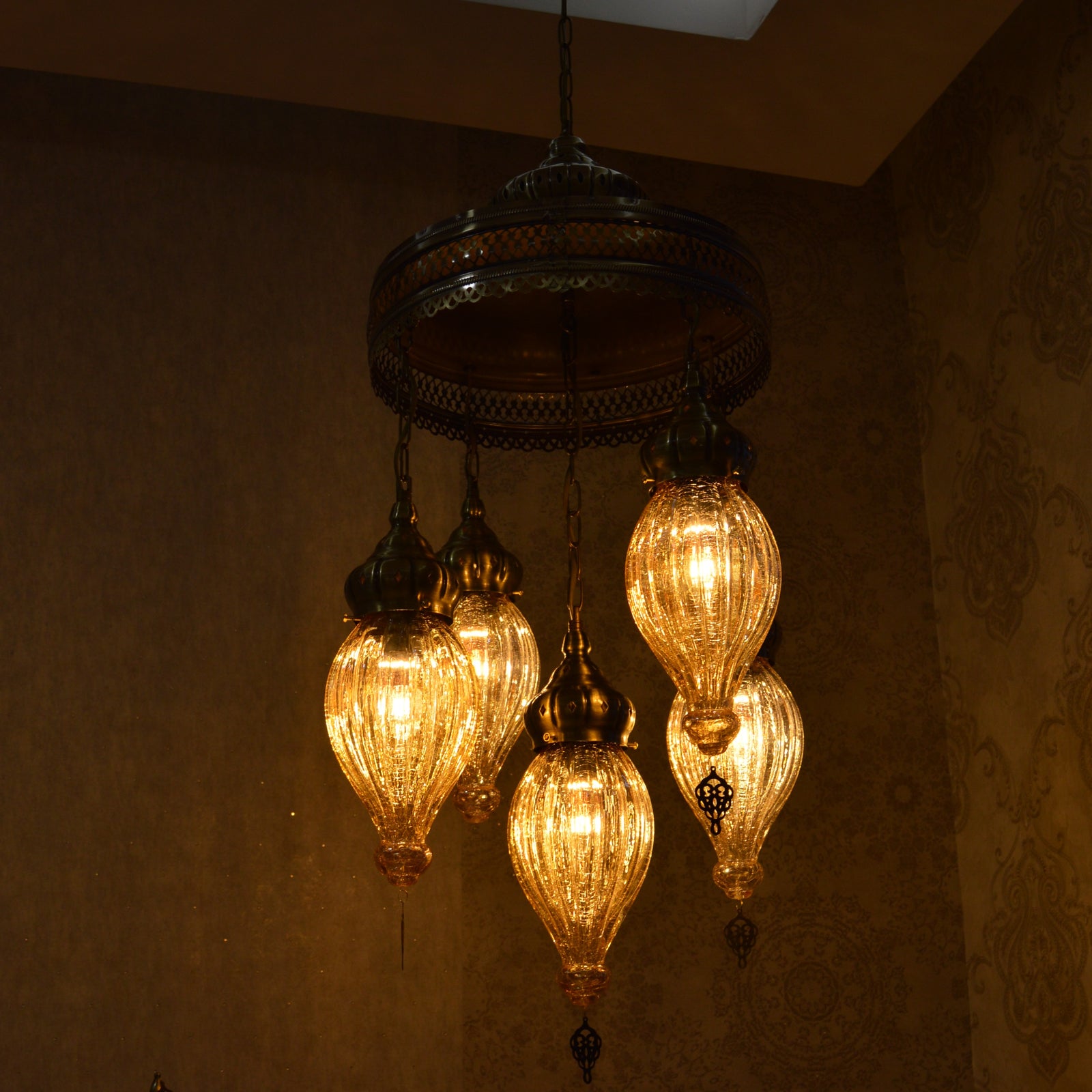 Turkish Gold Tinted Shades Modern Pendant Ceiling Lights – ZQC048/5