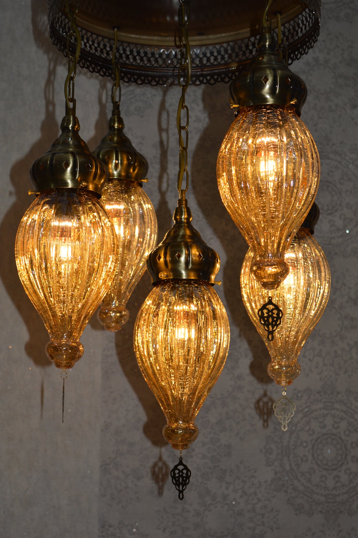 Turkish Gold Tinted Shades Modern Pendant Ceiling Lights – ZQC048/5