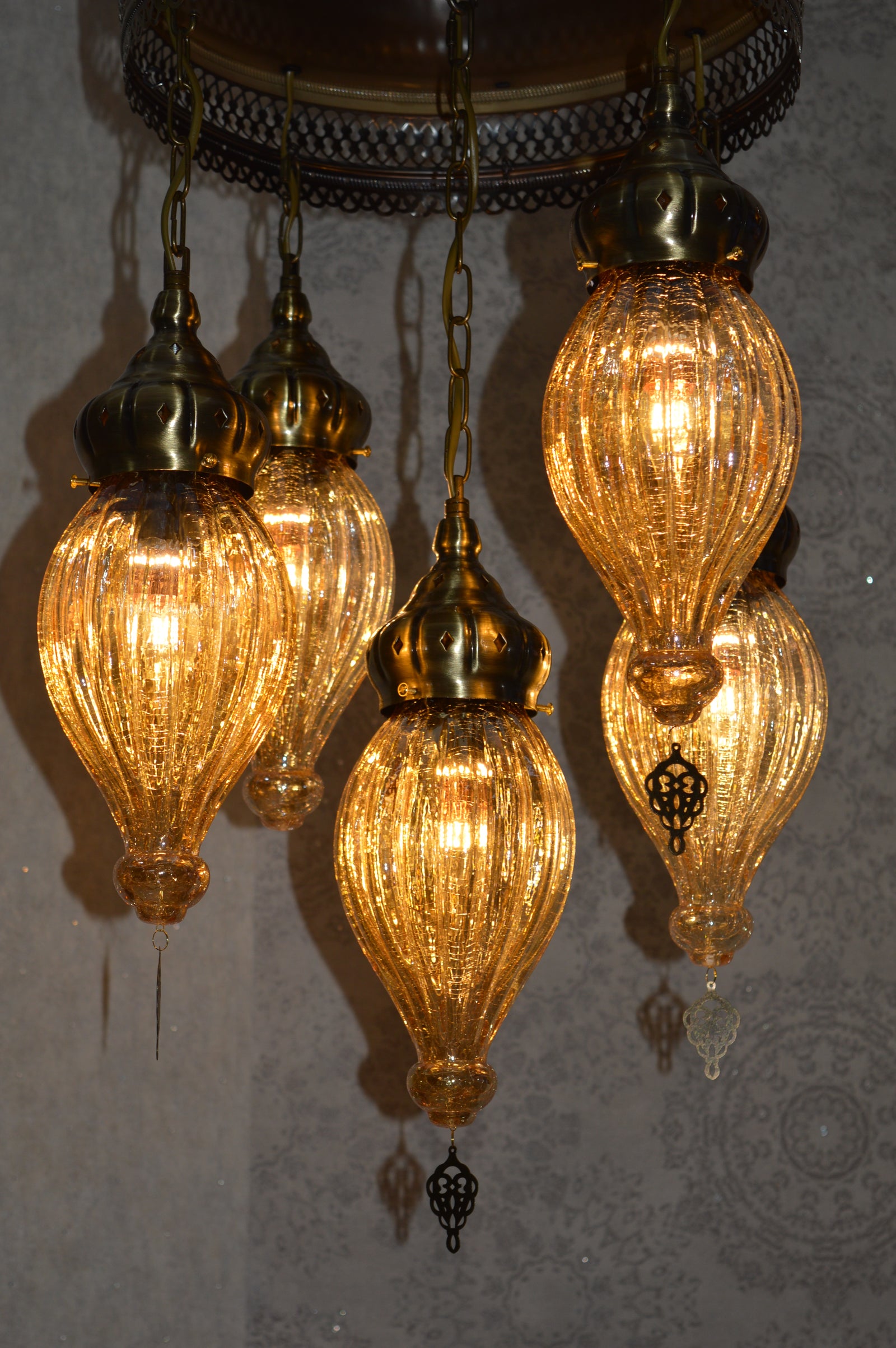 Turkish Gold Tinted Shades Modern Pendant Ceiling Lights – ZQC048/5