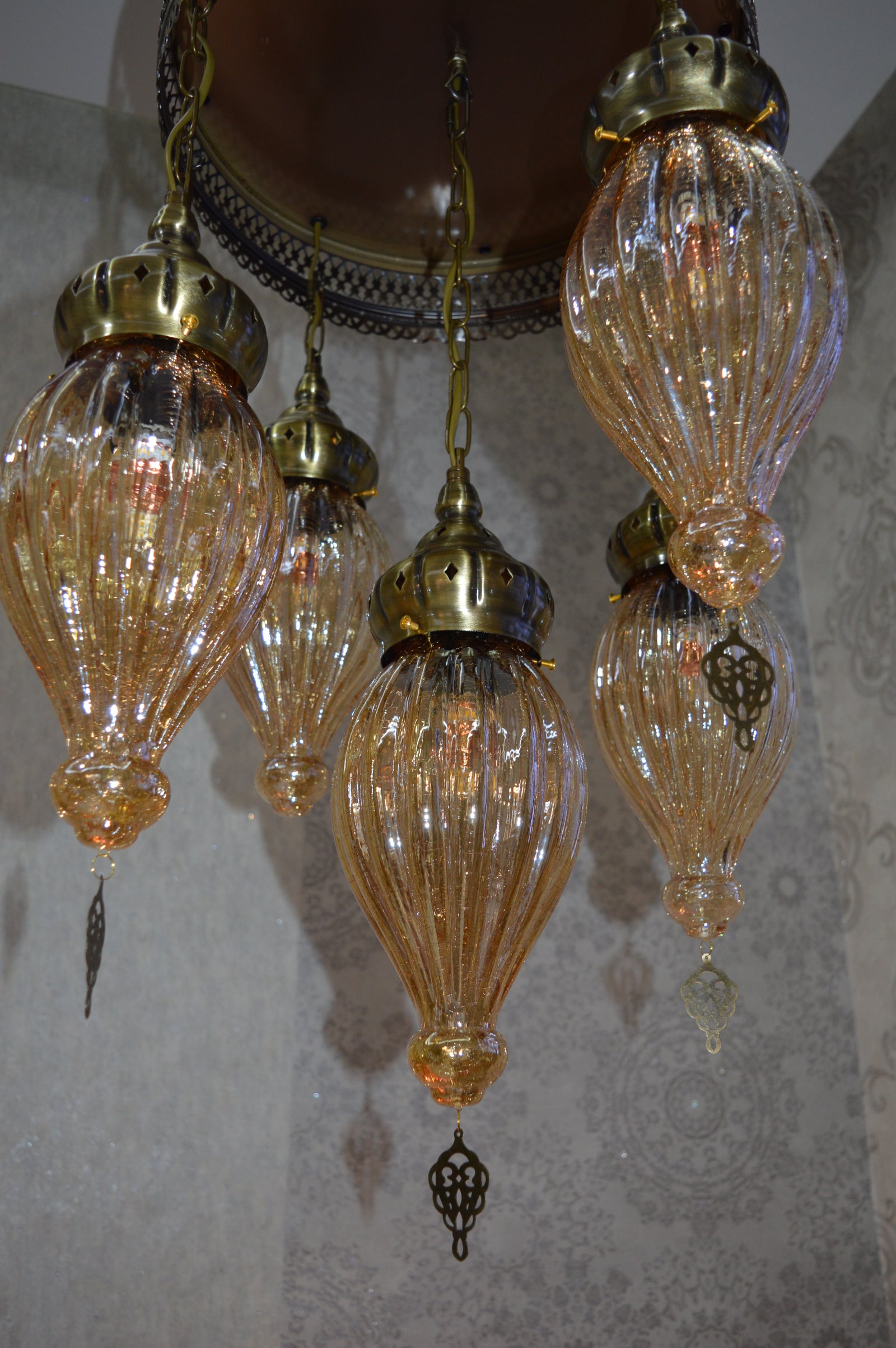 Turkish Gold Tinted Shades Modern Pendant Ceiling Lights – ZQC048/5