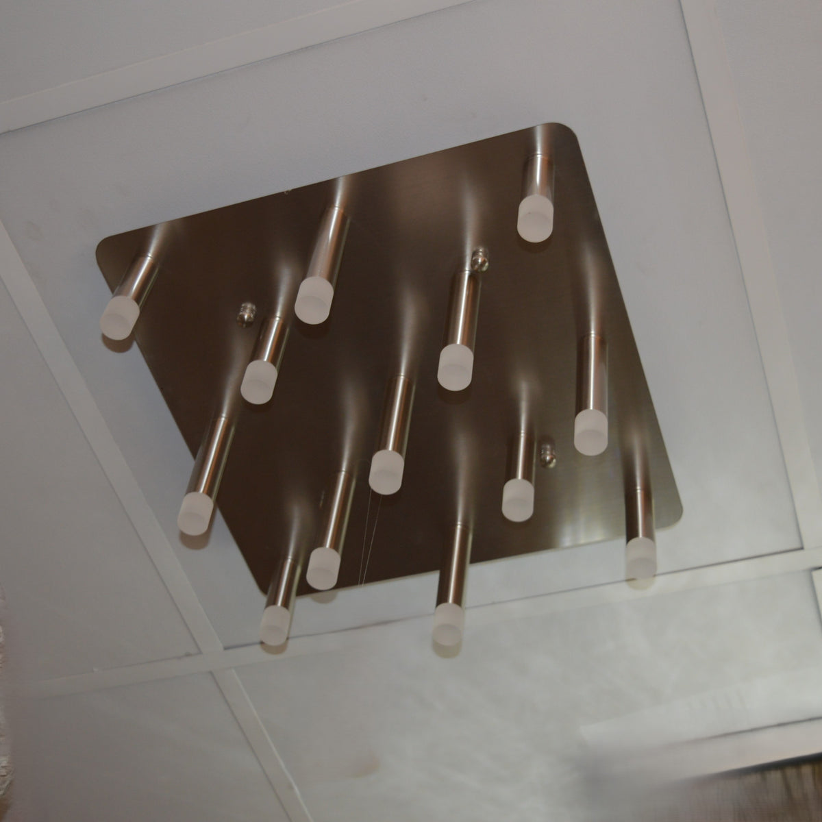 Metallic Bars Modern Square Flushmount Ceiling Light-Warm LED-6190