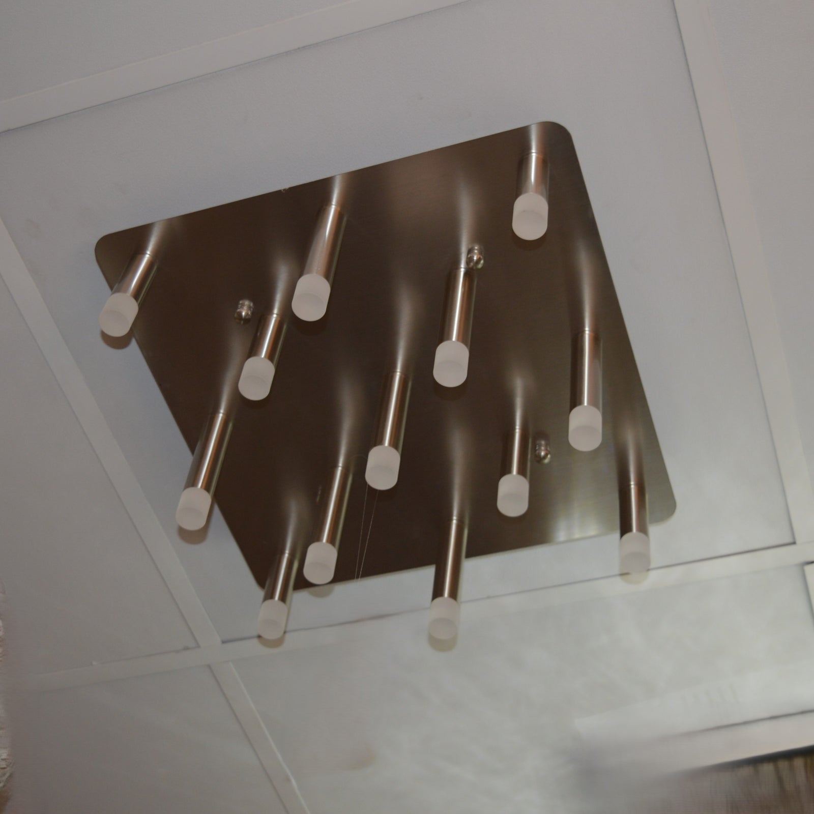 Metallic Bars Modern Square Flushmount Ceiling Light-Warm LED-6190