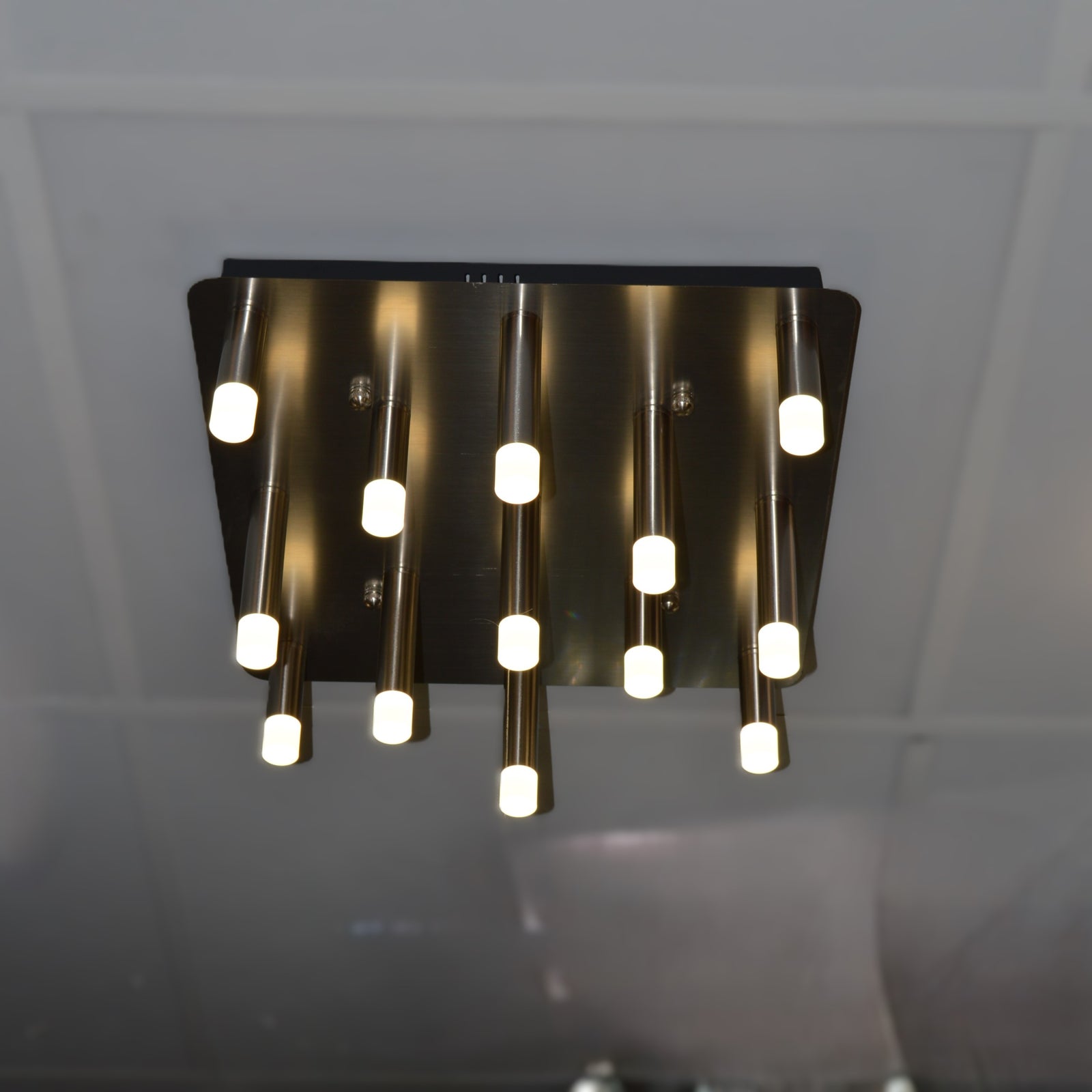 Metallic Bars Modern Square Flushmount Ceiling Light-Warm LED-6190