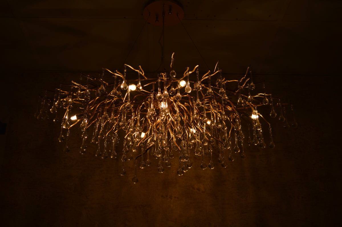 Pendant-Glass Rain Drop Gold Pendant Ceiling Light-A3139/500, 800 & 1000*500