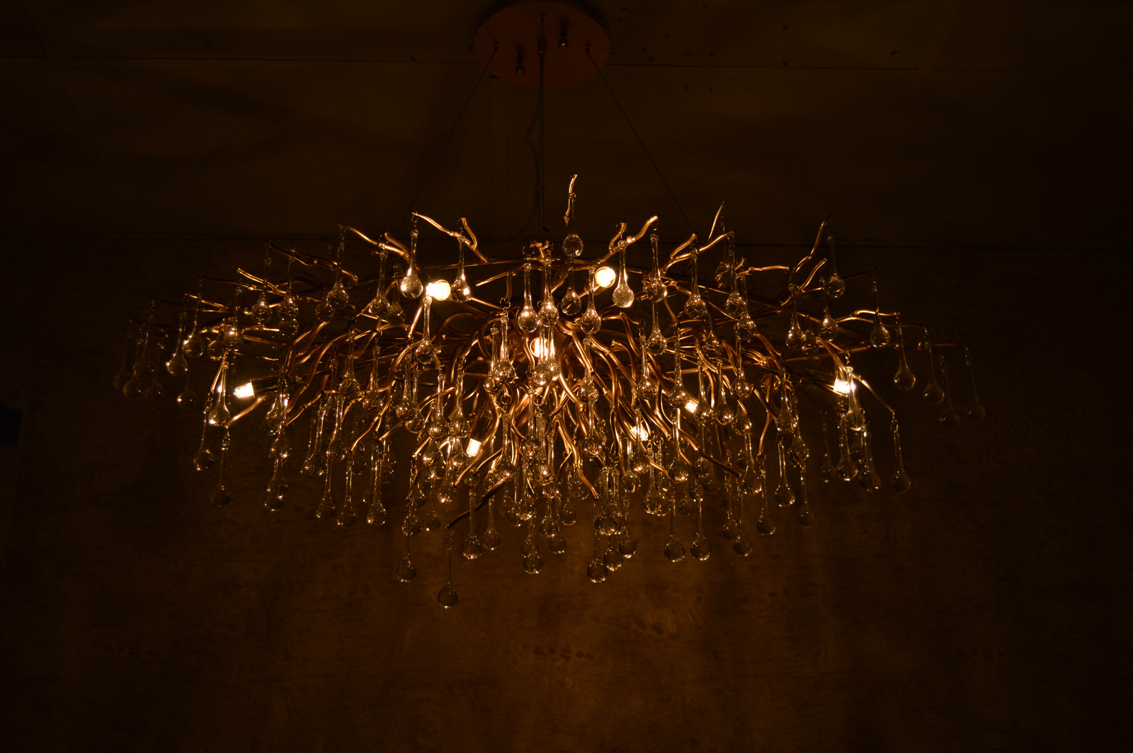 Pendant-Glass Rain Drop Gold Pendant Ceiling Light-A3139/500, 800 & 1000*500