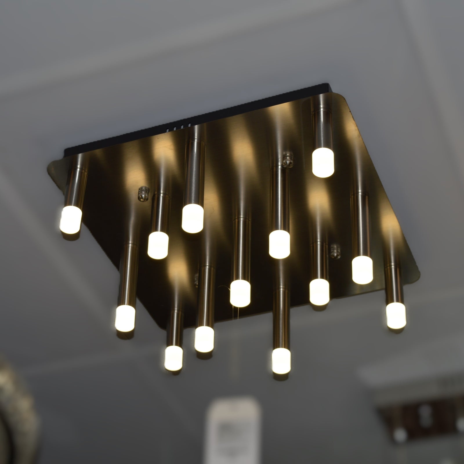 Metallic Bars Modern Square Flushmount Ceiling Light-Warm LED-6190