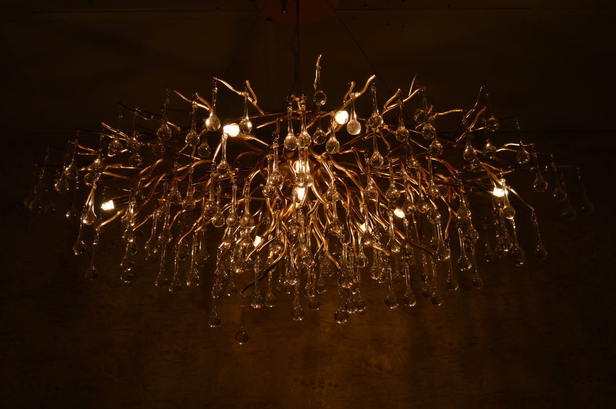 Pendant-Glass Rain Drop Gold Pendant Ceiling Light-A3139/500, 800 & 1000*500